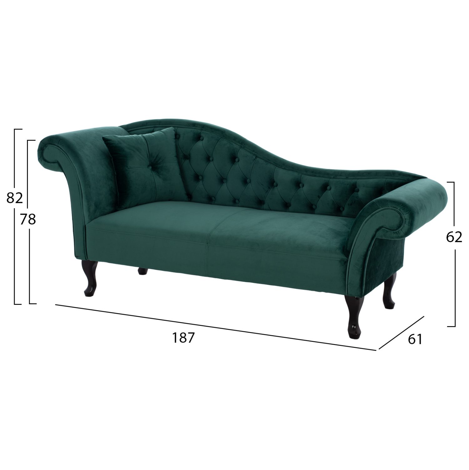 ΑΝΑΚΛΙΝΔΡΟ T.CHESTERFIELD NIOVI HM3007.03 ΚΥΠΑΡΙΣΣΙ ΒΕΛΟΥΔΟ-ΜΑΥΡΑ ΠΟΔΙΑ 187x61x82Υεκ - Image 2