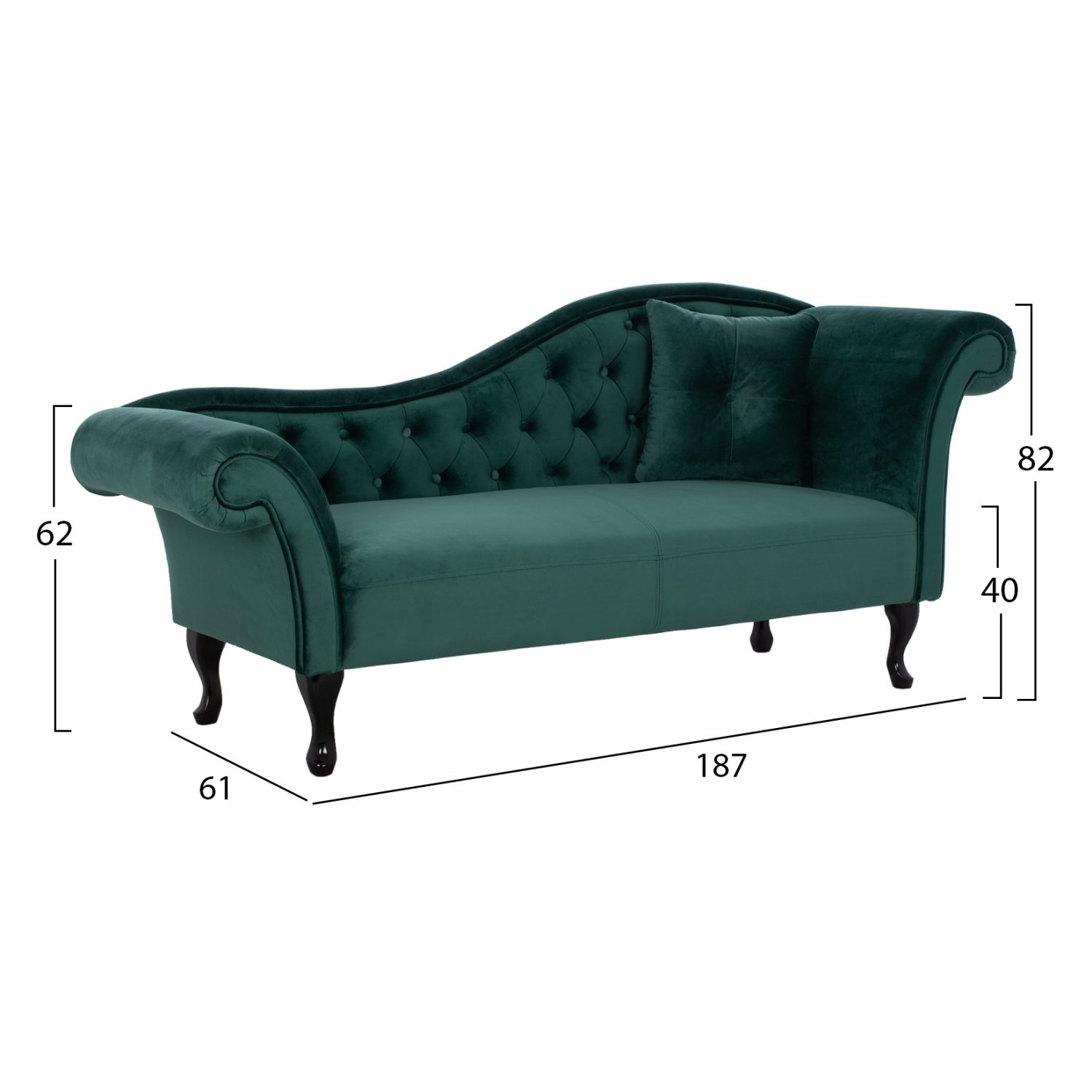 ΑΝΑΚΛΙΝΔΡΟ T.CHESTERFIELD NIOVI HM3008.03 ΚΥΠΑΡΙΣΣΙ ΒΕΛΟΥΔΟ-ΜΑΥΡΑ ΠΟΔΙΑ 187x61x82Υ - Image 2