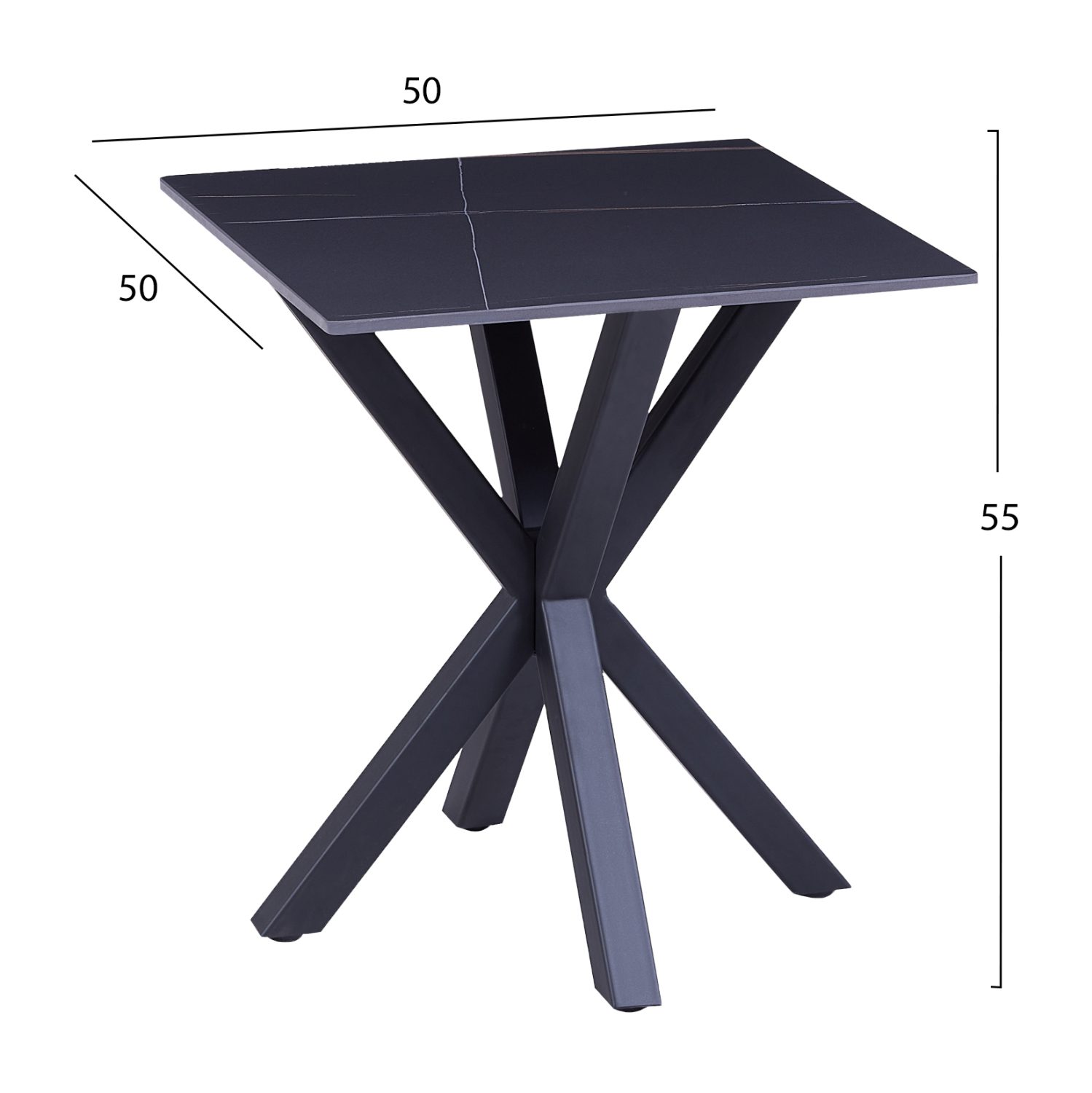ΒΟΗΘΗΤΙΚΟ ΤΡΑΠΕΖΑΚΙ ΣΑΛΟΝΙΟΥ HM9471.04 BLACK MARBLE TOP-ΜΑΥΡΗ ΜΕΤΑΛ.ΒΑΣΗ 50x50x55Υεκ. - Image 2