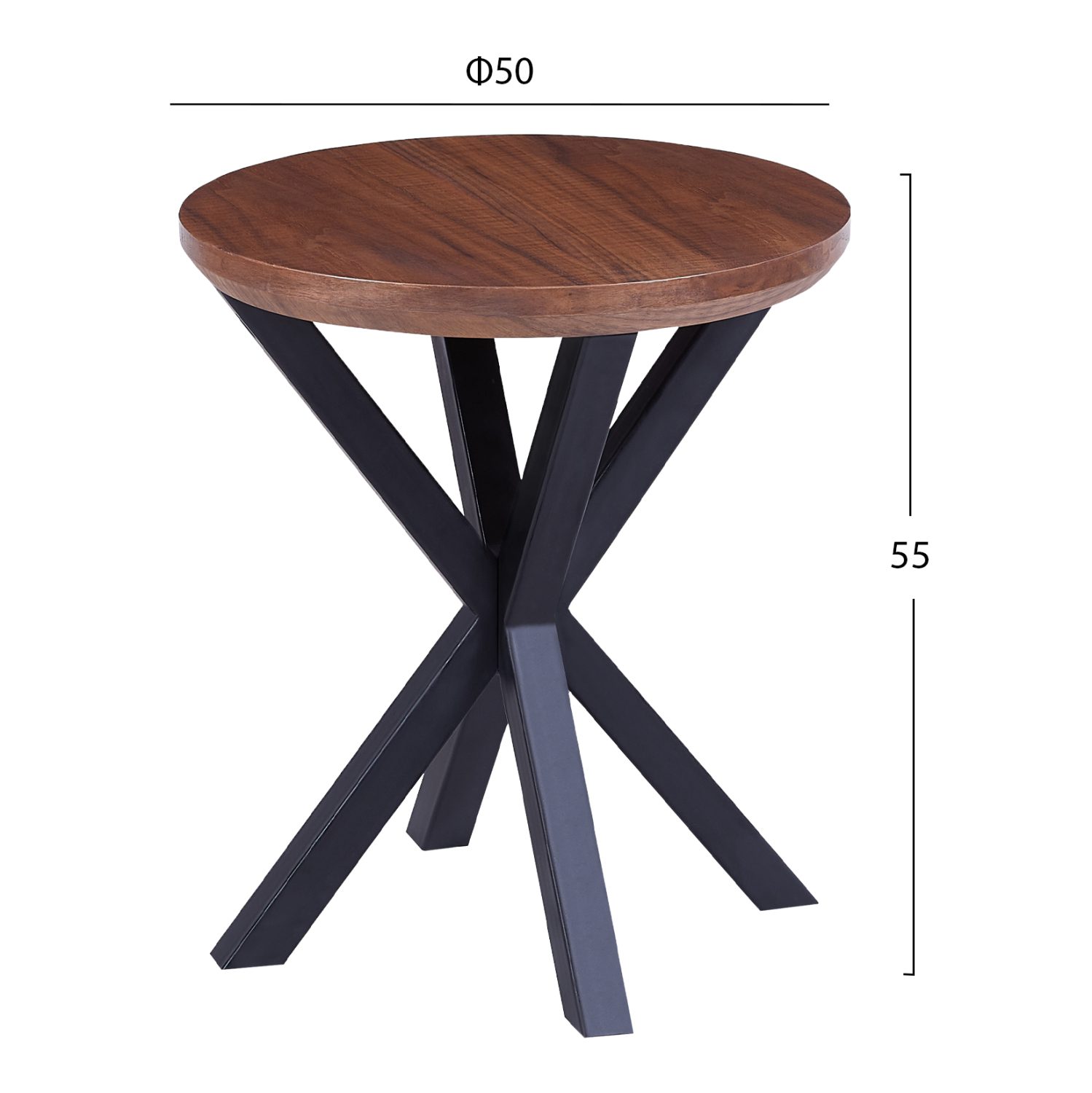 ΒΟΗΘΗΤΙΚΟ ΤΡΑΠΕΖΑΚΙ ΣΤΡΟΓΓΥΛΟ HM9473.02 MDF ΜΕ ΚΑΠΛΑΜΑ ΑΠΟ ΞΥΛΟ ΚΑΡΥΔΙΑΣ Φ50x55Yεκ. - Image 2