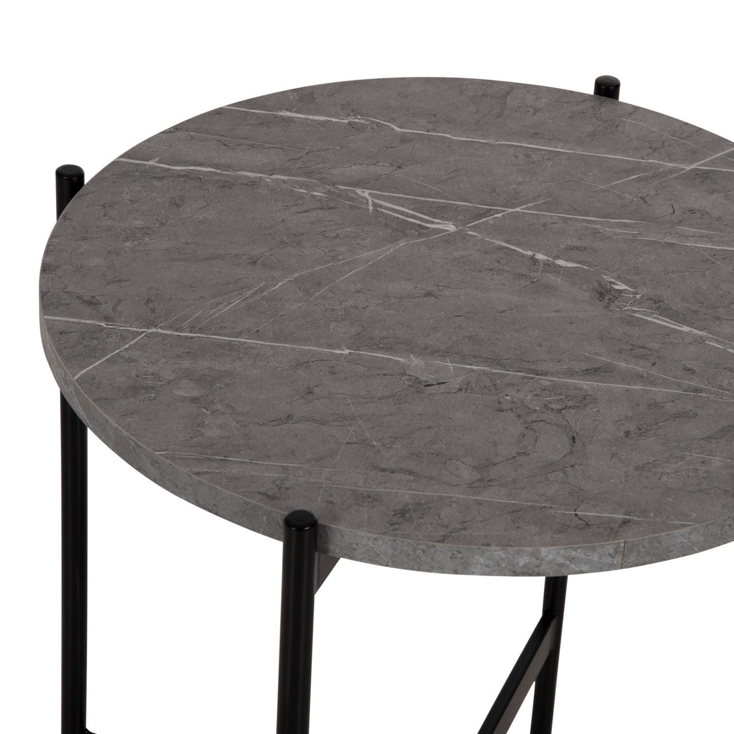 ΒΟΗΘΗΤΙΚΟ ΤΡΑΠΕΖΙ HM9589.02 MDF ΓΚΡΙ ΜΑΡΜΑΡΟ-ΜΑΥΡΗ ΜΕΤΑΛΛΙΚΗ ΒΑΣΗ Φ50x55Υεκ. - Image 5