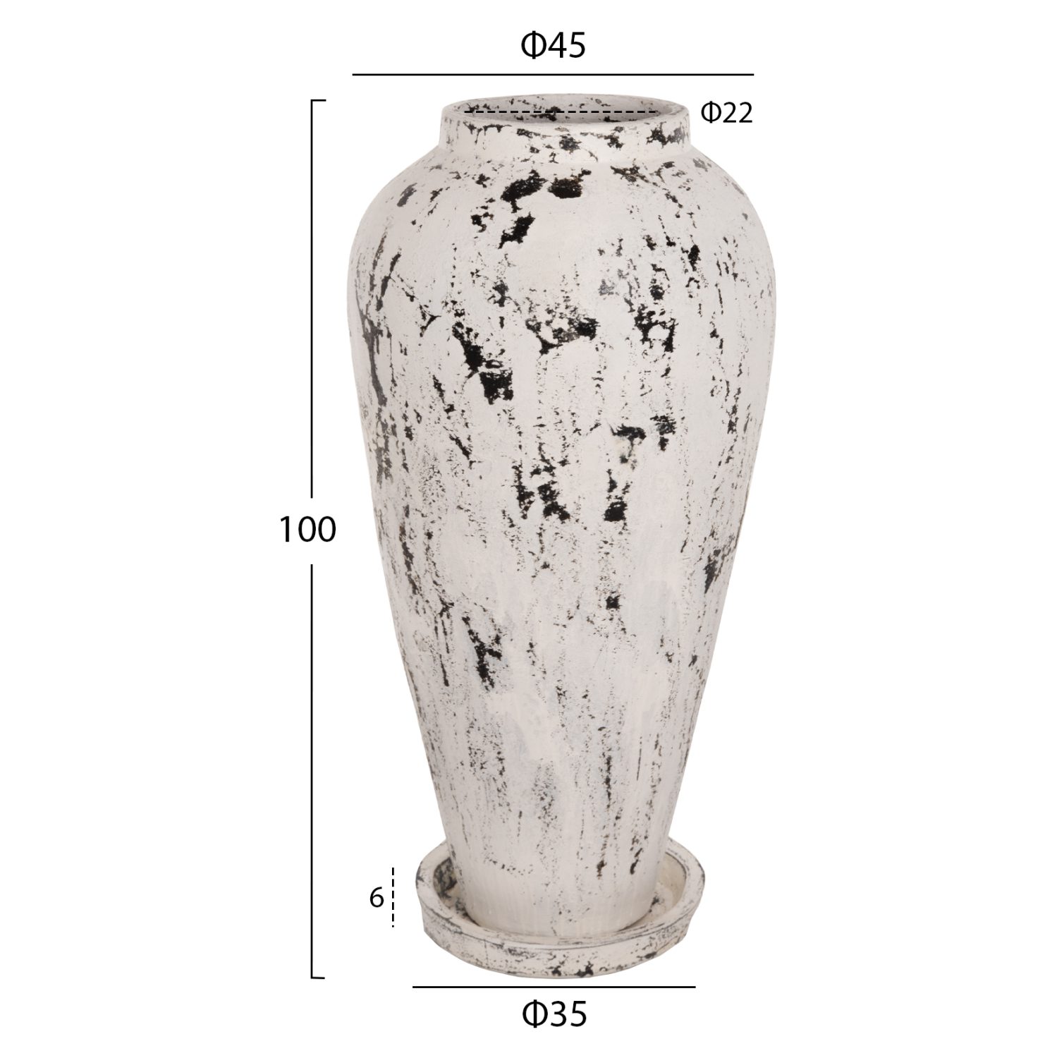 ΔΙΑΚΟΣΜΗΤΙΚΟ ΒΑΖΟ ΔΑΠΕΔΟΥ ΜΕ ΒΑΣΗ-ΠΙΑΤΑΚΙ LAUREL HM7937 ΤΕΡΑΚΟΤΑ- ΛΕΥΚΗ ΠΑΤΙΝΑ Φ45x100Y εκ. - Image 2