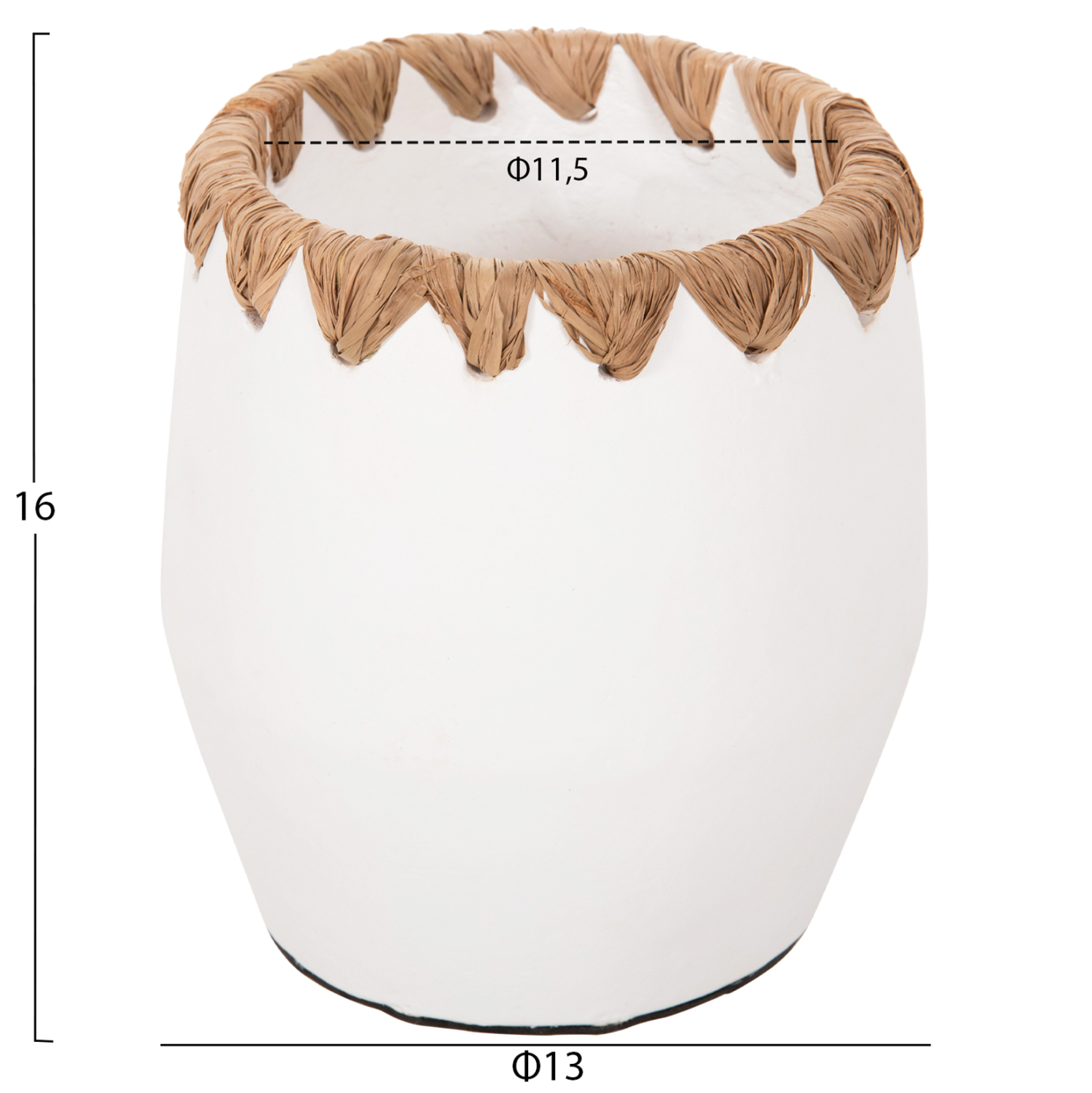 ΔΙΑΚΟΣΜΗΤΙΚΟ ΒΑΖΟ HM4369 ΤΕΡΑΚΟΤΑ ΣΕ ΛΕΥΚΟ ΜΕ ΠΛΕΞΗ ΨΑΘΑΣ ΣΤΟ ΣΤΟΜΙΟ Φ13x16Υεκ. - Image 2