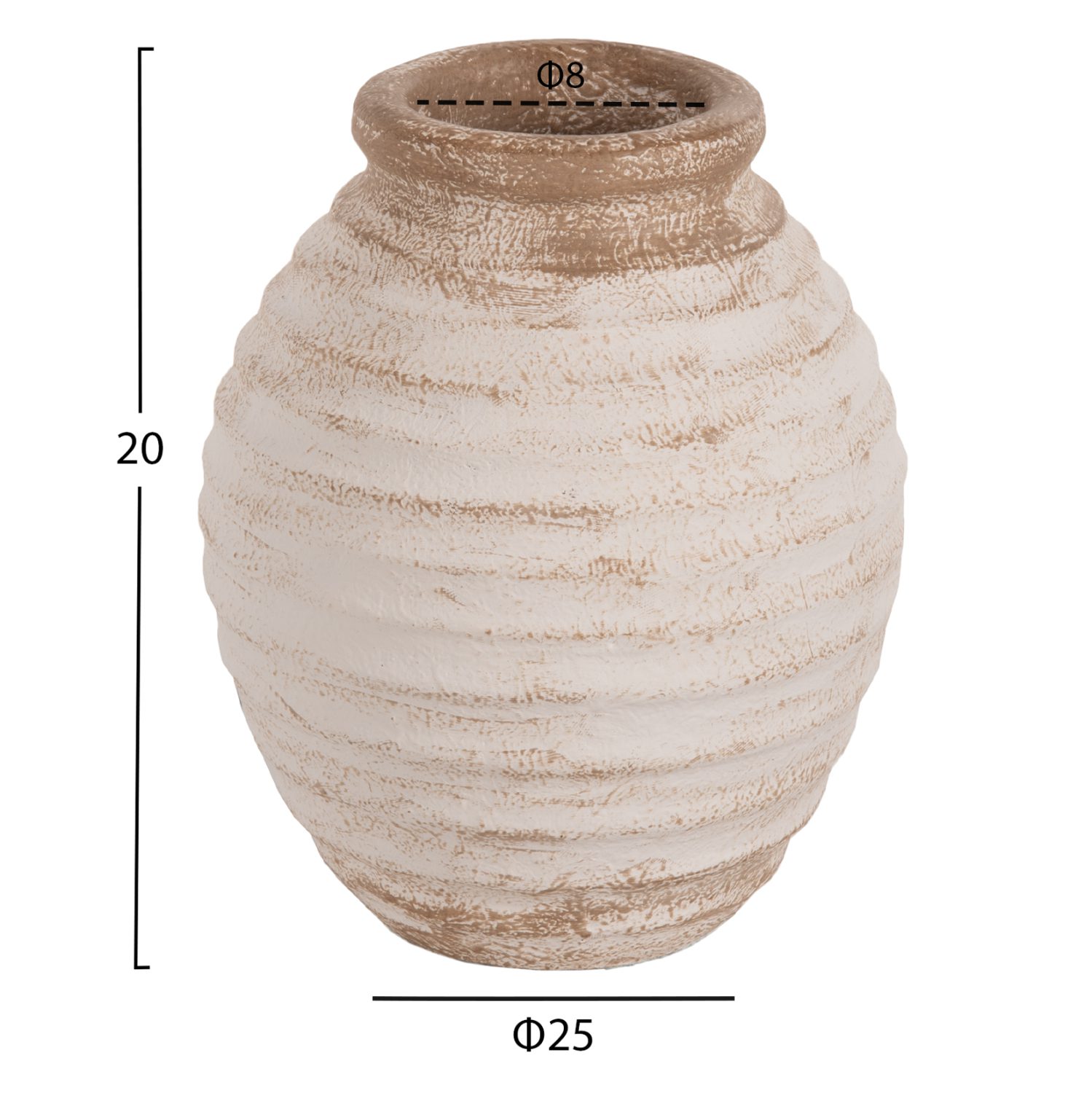 ΔΙΑΚΟΣΜΗΤΙΚΟ ΒΑΖΟ PYDNA HM7940 ΤΕΡΑΚΟΤΑ ΣΕ ANTIQUE ΛΕΥΚΟ ΜΠΕΖ ΧΡΩΜΑ Φ20x25Y εκ. - Image 2