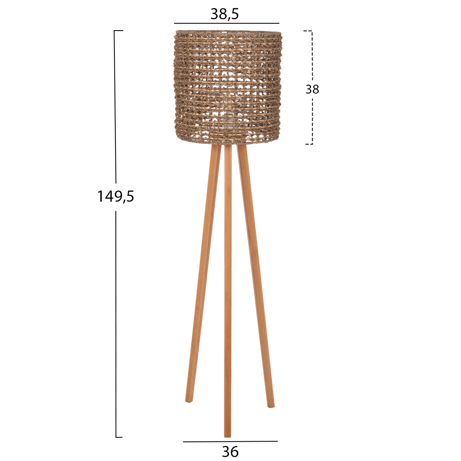 ΕΠΙΔΑΠΕΔΙΟ ΦΩΤΙΣΤΙΚΟ HM4352 RUBBERWOOD-RATTAN-SEAGRASS ΣΕ ΦΥΣΙΚΟ Φ36x149,5Υεκ. - Image 2