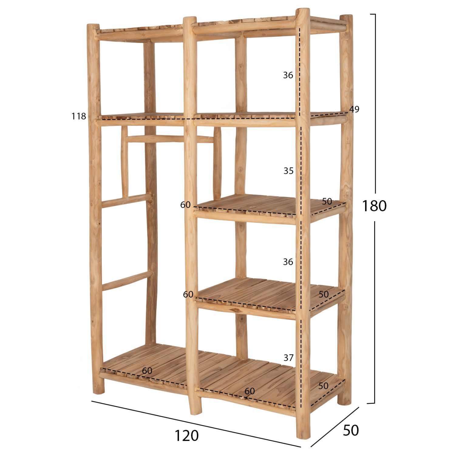 ΕΠΙΠΛΟ ΕΙΣΟΔΟΥ BALEN HM9550 ΞΥΛΟ ΤΕΑΚ ΣΕ ΦΥΣΙΚΟ ΧΡΩΜΑ 120x50x180Yεκ. - Image 2