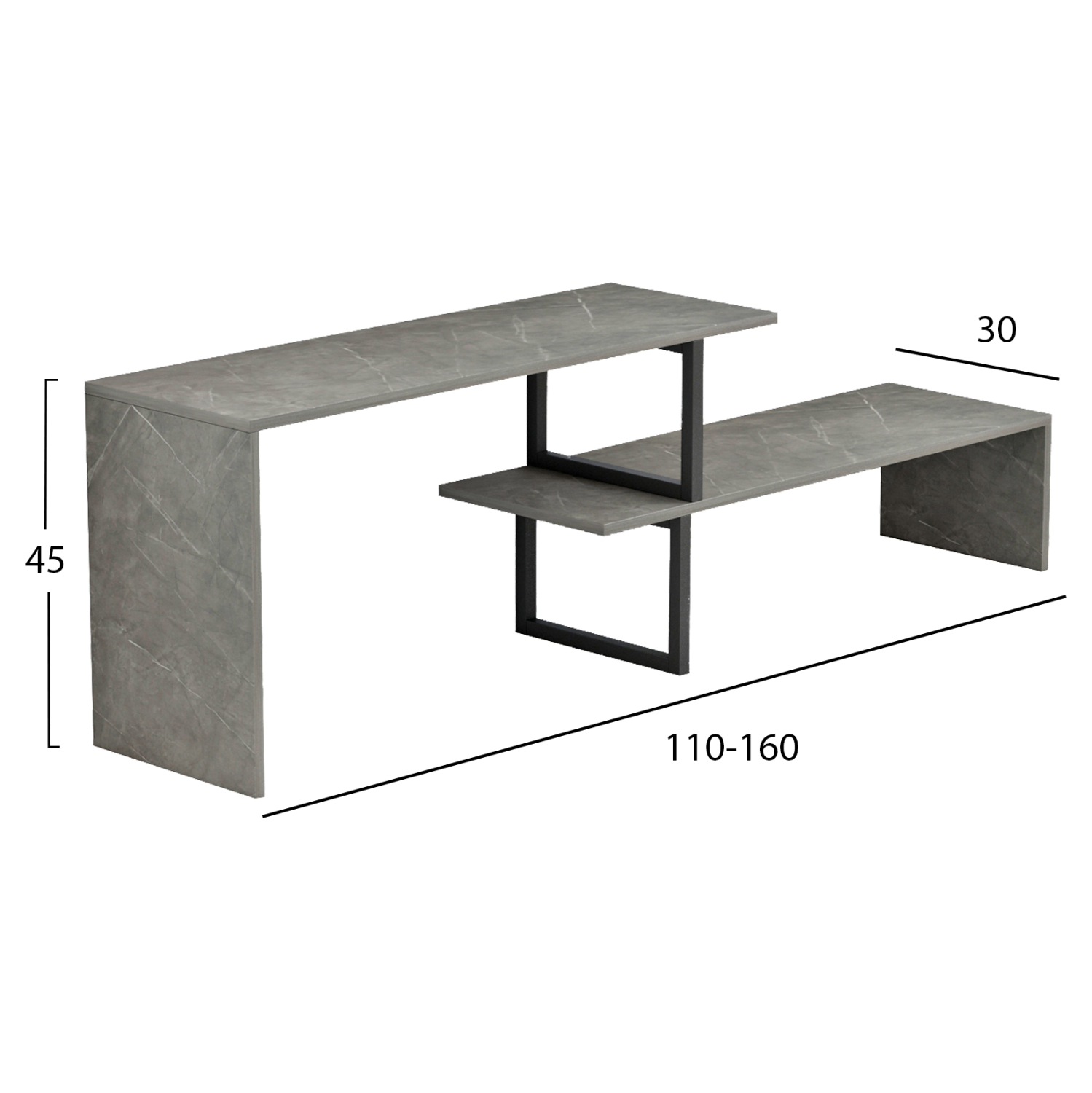 ΕΠΙΠΛΟ ΤΗΛΕΟΡΑΣΗΣ ΕΠΕΚΤ. BRIGGITE HM8892.11 ΜΕΛΑΜΙΝΗ GREY STONE TEXTURE 160x30x45Υεκ. - Image 2