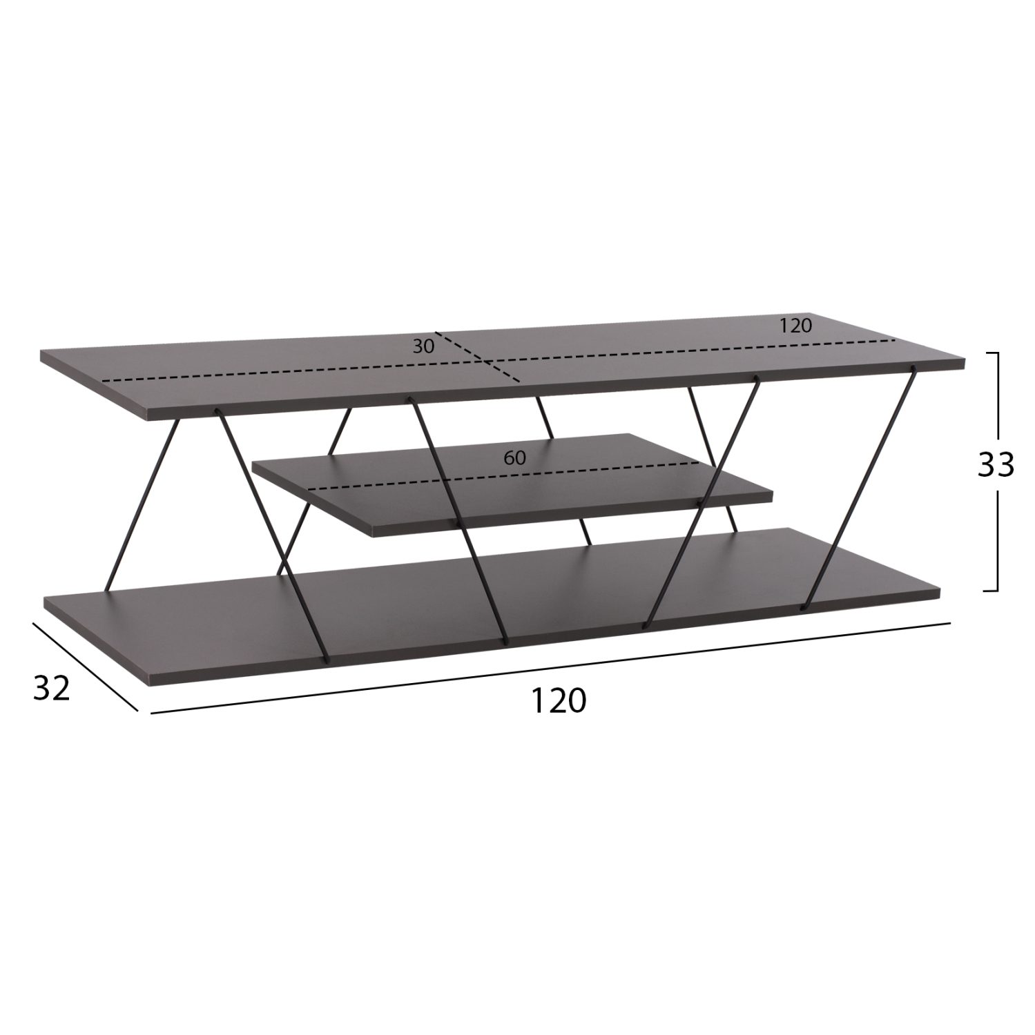 ΕΠΙΠΛΟ ΤΗΛΕΟΡΑΣΗΣ TARS HM8922.20 ΜΕΛΑΜΙΝΗ ΓΚΡΙ 120x32x33Yεκ. - Image 2