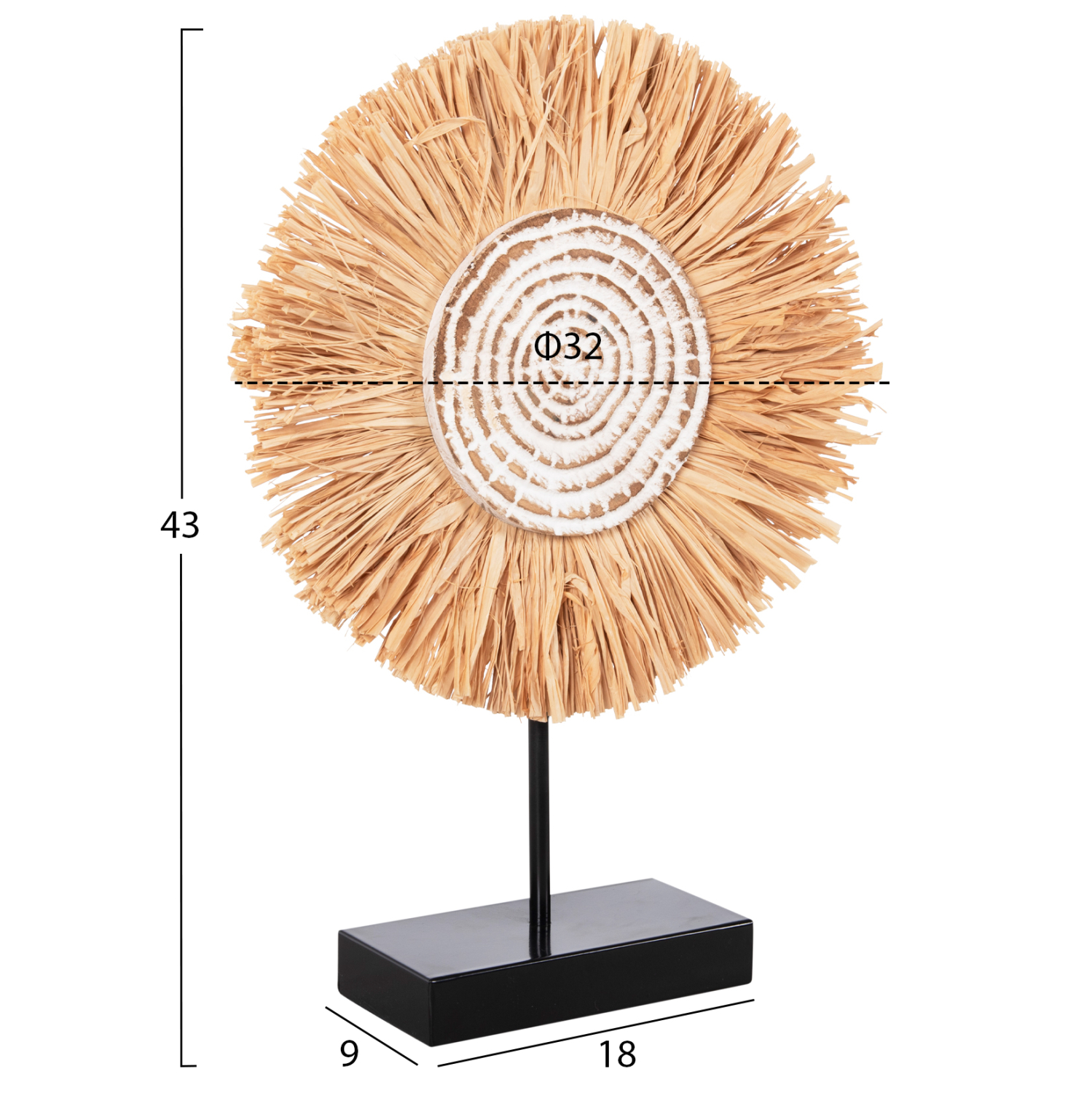 ΕΠΙΤΡΑΠΕΖΙΟ ΔΙΑΚΟΣΜΗΤΙΚΟ HM4224 ΙΝΕΣ RAFFIA ΣΕ ΦΥΣΙΚΟ-ΜΑΥΡΗ ΞΥΛΙΝΗ ΒΑΣΗ 18x9x43Υεκ. - Image 2