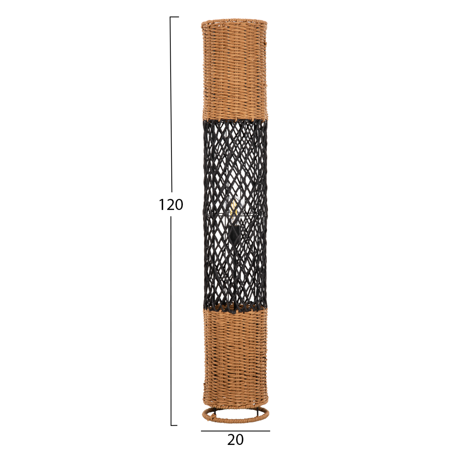ΦΩΤΙΣΤΙΚΟ ΔΑΠΕΔΟΥ HM4342 ΜΕΤΑΛΛΟ-PAPER ROPE ΣΕ ΜΠΕΖ ΑΜΜΟΥ-ΜΑΥΡΟ Φ20X120Υεκ. - Image 2