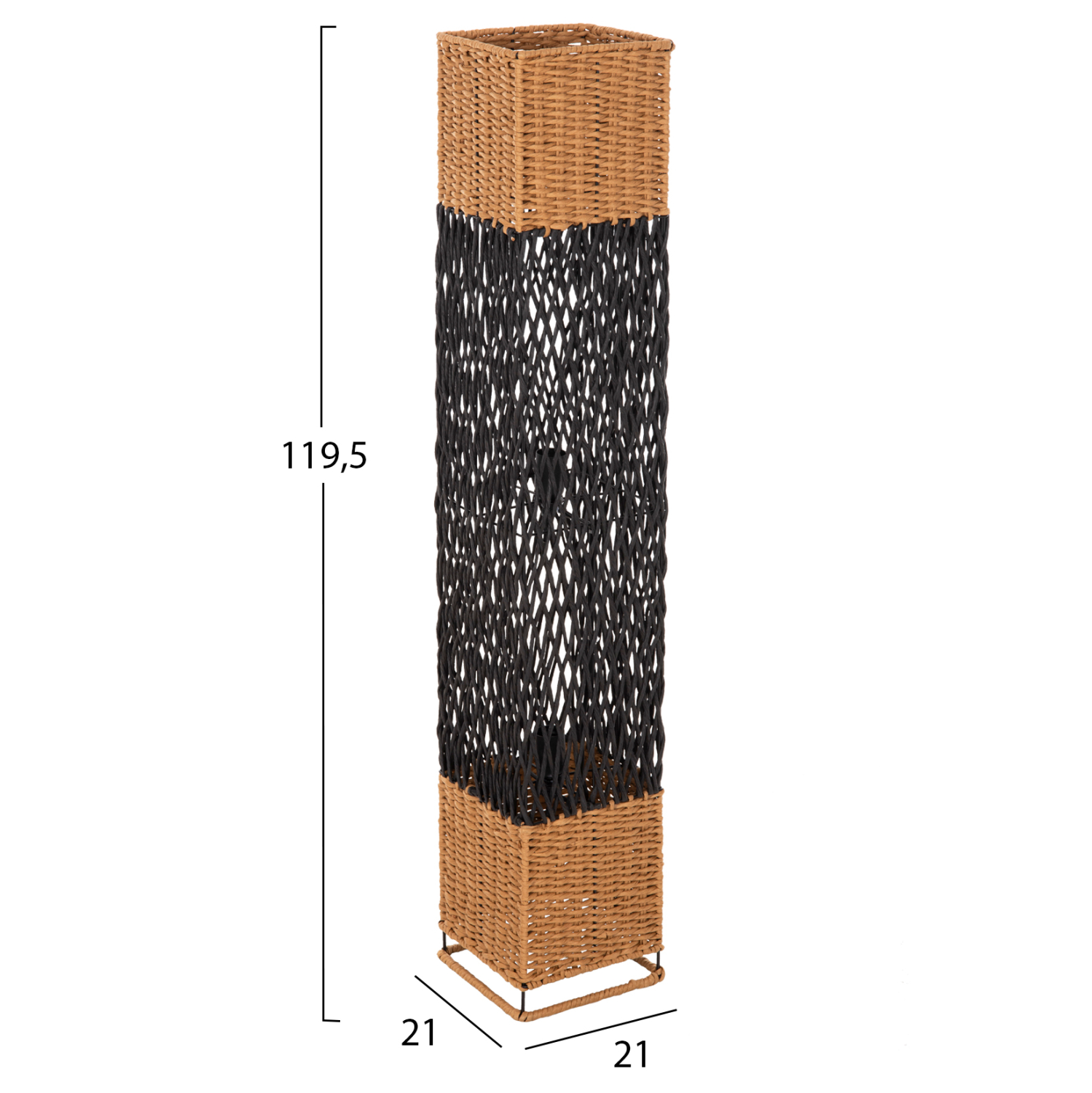 ΦΩΤΙΣΤΙΚΟ ΔΑΠΕΔΟΥ HM4355 ΜΕΤΑΛΛΟ-PAPER ROPE ΣΕ ΜΠΕΖ ΑΜΜΟΥ-ΜΑΥΡΟ 21x21x119,5Υεκ. - Image 2