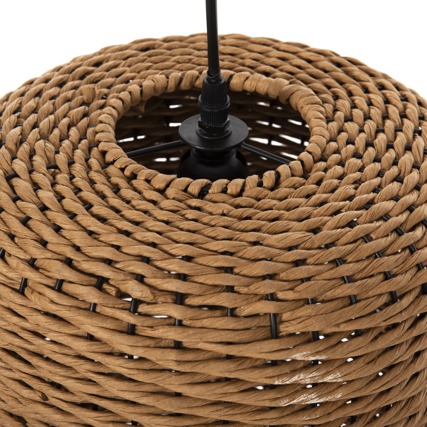 ΦΩΤΙΣΤΙΚΟ ΟΡΟΦΗΣ ΚΡΕΜΑΣΤΟ HM4340 PAPER ROPE ΜΠΕΖ-ΜΑΥΡΟ ΜΕΤΑΛΛΟ-Φ26x40-120Υεκ. - Image 4