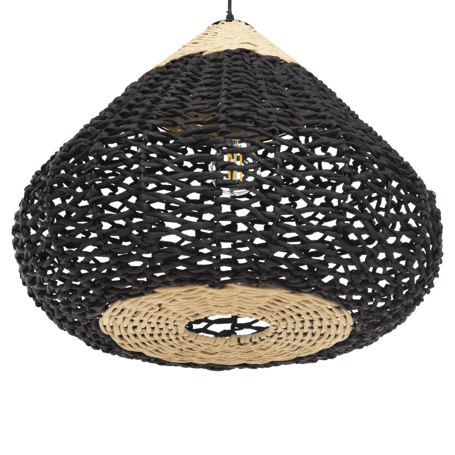 ΦΩΤΙΣΤΙΚΟ ΟΡΟΦΗΣ ΚΡΕΜΑΣΤΟ HM4346 ΑΠΟ PAPER ROPE ΜΠΕΖ ΚΑΙ ΜΑΥΡΟ Φ55,5x44Υεκ. - Image 4