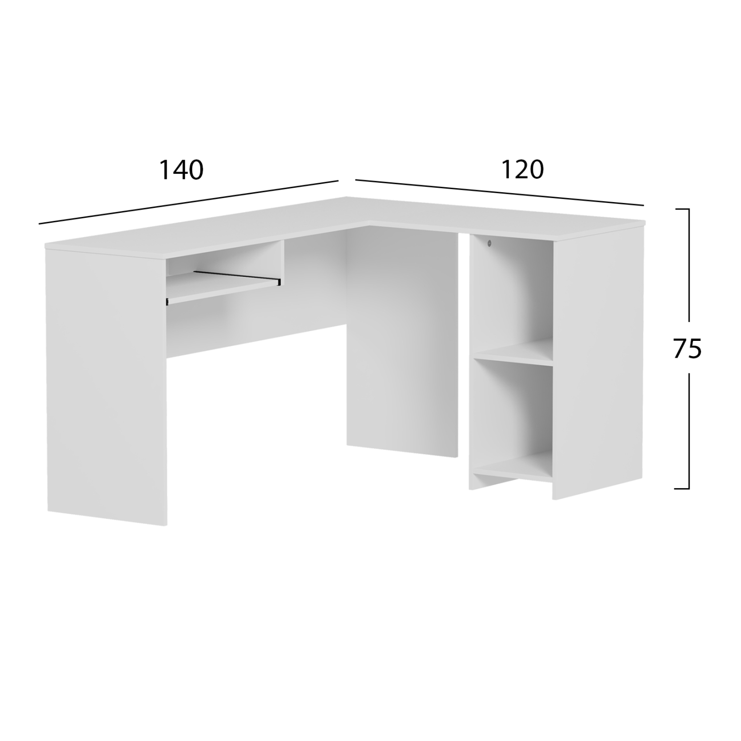 ΓΩΝΙΑΚΟ ΓΡΑΦΕΙΟ SHIG HM2135.03 MDF ΣΕ ΛΕΥΚΟ 140x120x75Υεκ - Image 2