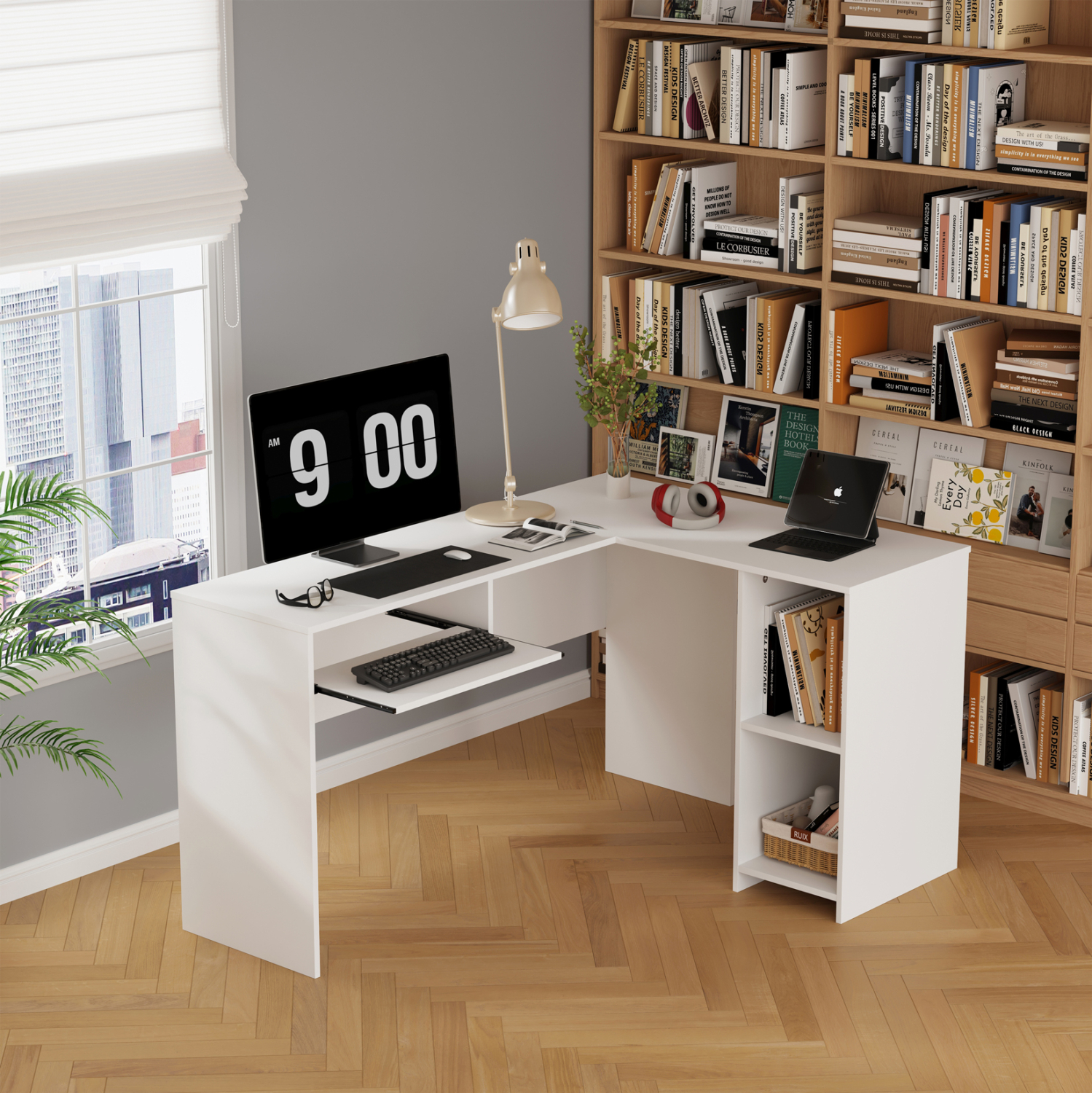 ΓΩΝΙΑΚΟ ΓΡΑΦΕΙΟ SHIG HM2135.03 MDF ΣΕ ΛΕΥΚΟ 140x120x75Υεκ - Image 4
