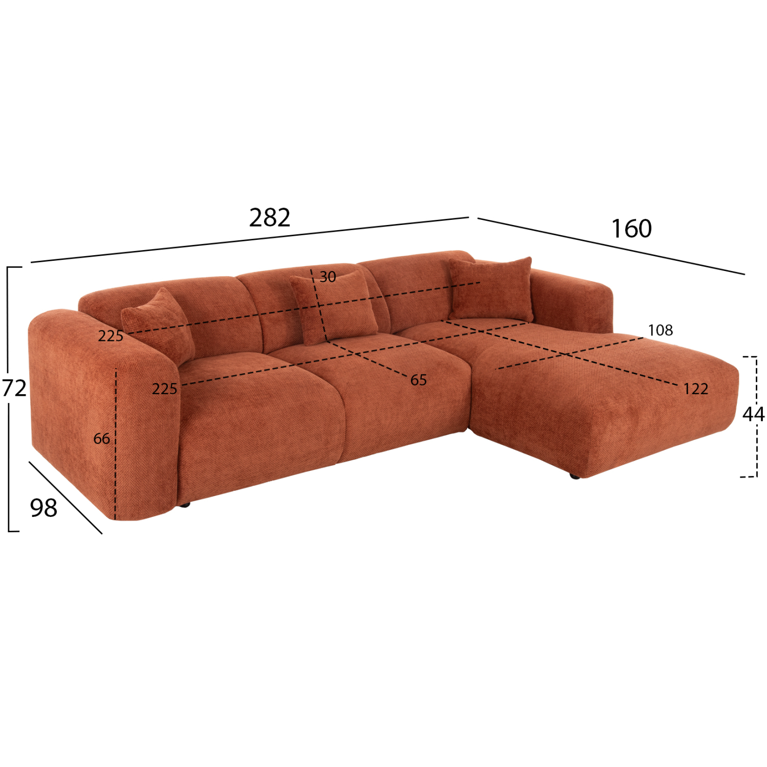 ΚΑΝΑΠΕΣ ΓΩΝΙΑ BRICKEN HM3275.03R ΚΕΡΑΜΙΔΙ ΥΦΑΣΜΑ 110-282x98-160x72Υεκ. - Image 2