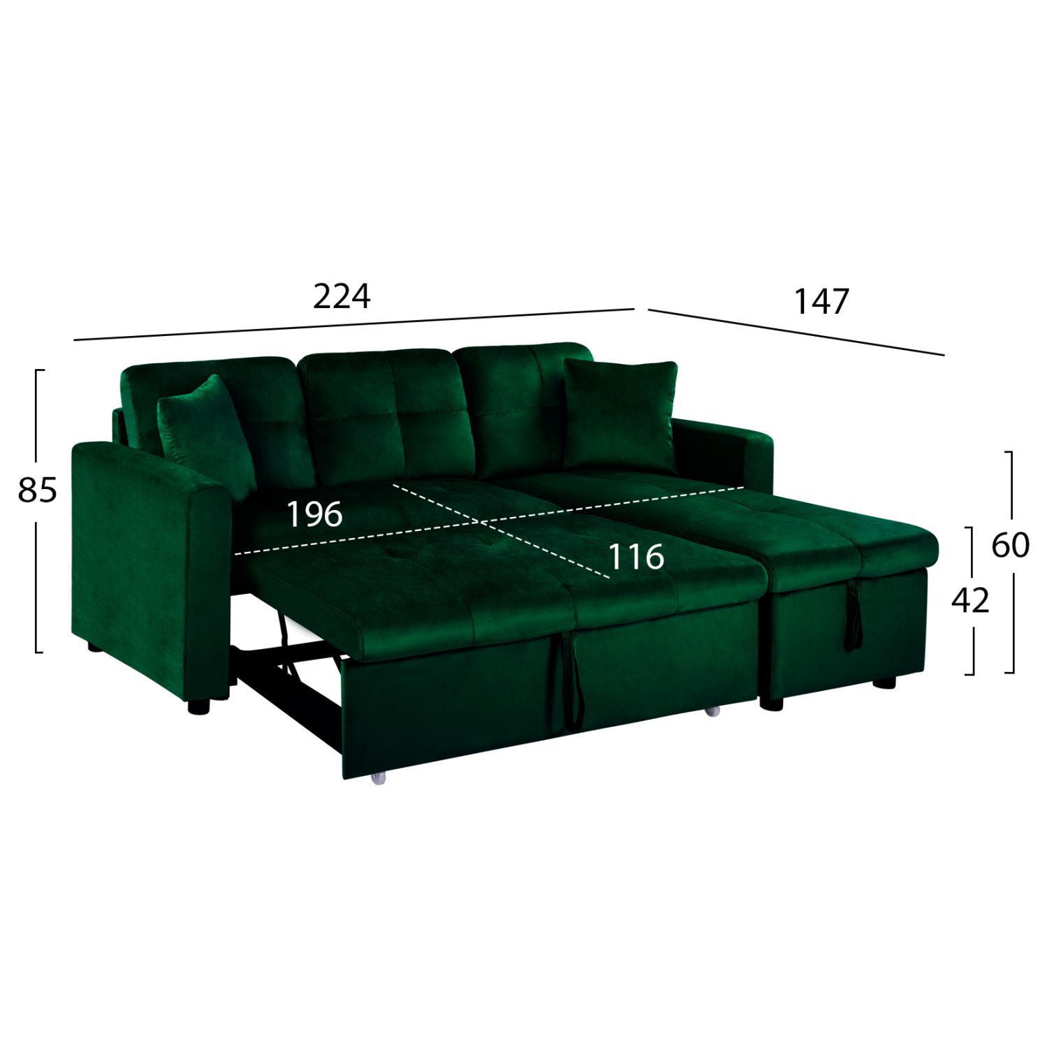 ΚΑΝΑΠΕΣ ΓΩΝΙΑ ΚΡΕΒΑΤΙ WAYNE 224x147x85Υεκ. HM3028.13 ΒΕΛΟΥΔΟ ΚΥΠΑΡΙΣΣΙ - Image 3