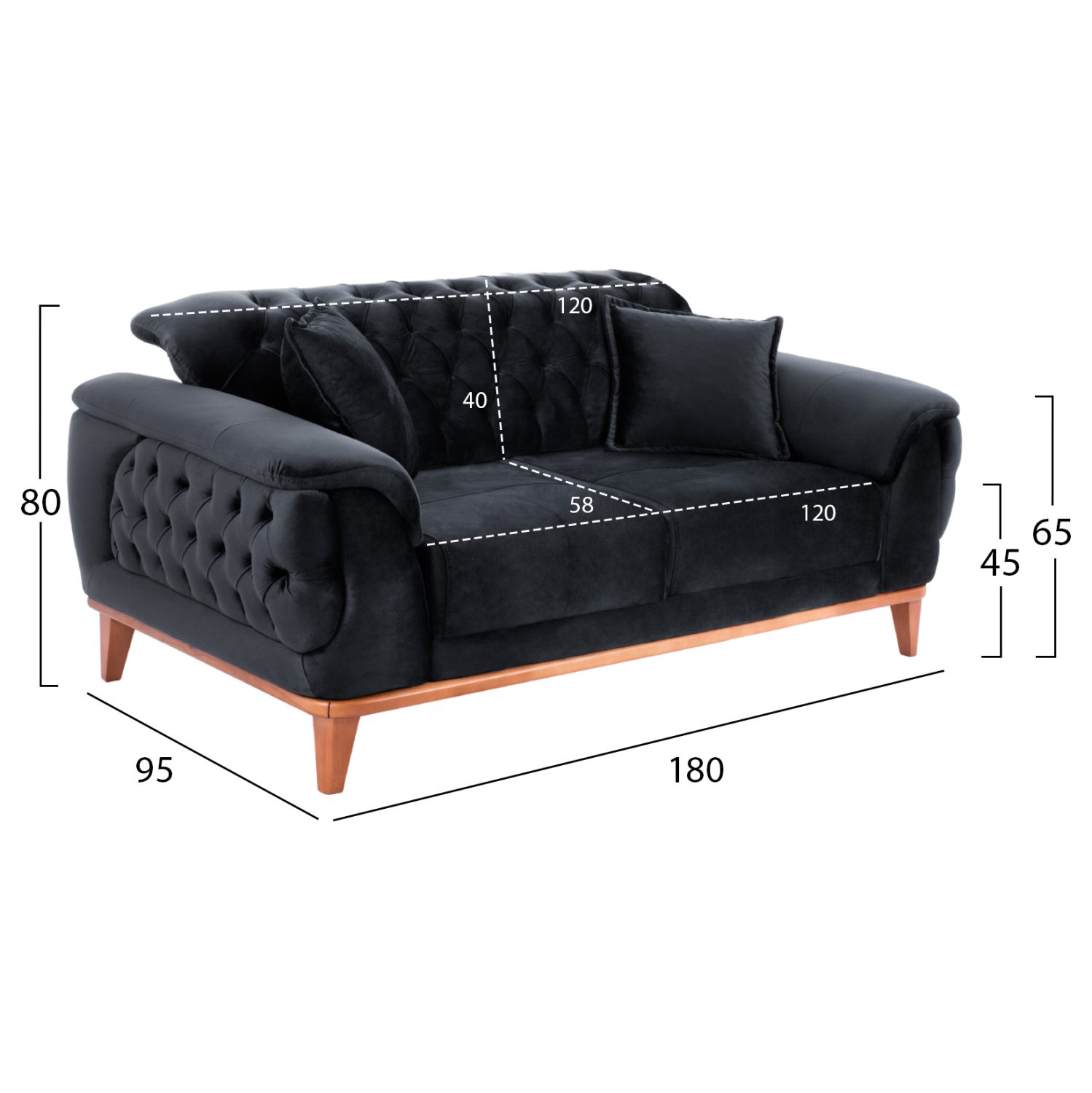 ΚΑΝΑΠΕΣ ΚΡΕΒΑΤΙ BENNINGTON 2ΘΕΣΙΟΣ ΜΑΥΡΟΣ HM3250.01 180x95x80 εκ. - Image 2