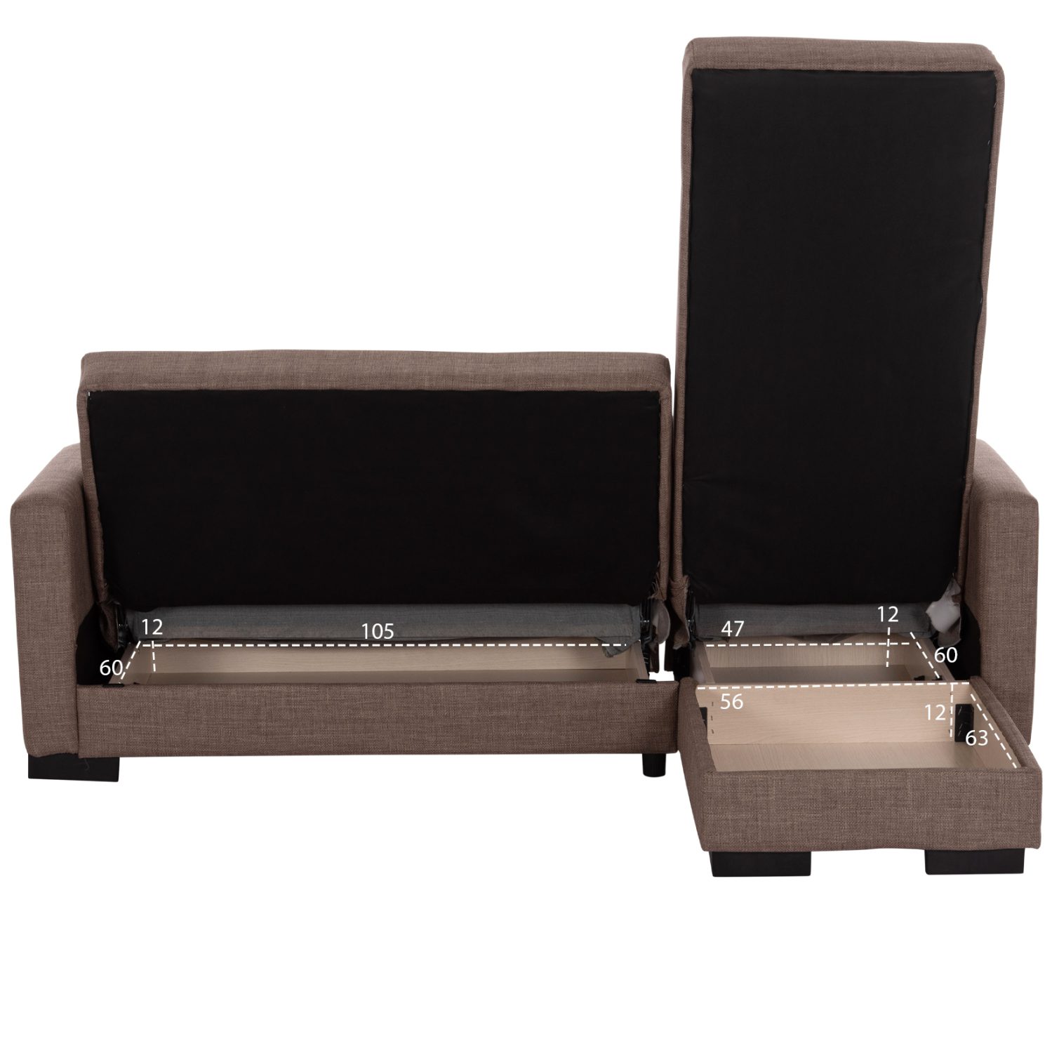 ΚΑΝΑΠΕΣ ΚΡΕΒΑΤΙ GHUFRAN ΓΩΝΙΑ ΑΝΑΣΤΡΕΨΙΜΗ ΚΑΦΕ HM3244.02 ΜΕ ΑΠΟΘΗΚΕΤΙΚΟ ΧΩΡΟ 202x140x78Yεκ. - Image 4