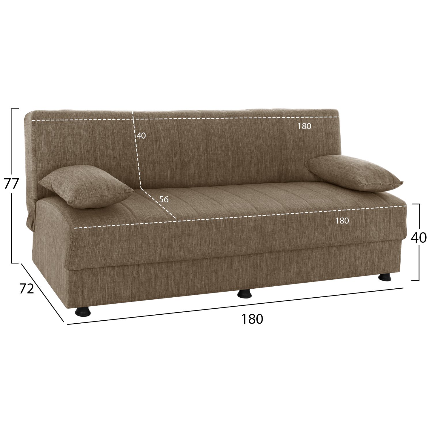 ΚΑΝΑΠΕΣ ΚΡΕΒΑΤΙ ANDRI ΤΡΙΘΕΣΙΟΣ ΚΑΦΕ HM3239.02 180x72x77Υ εκ. - Image 2