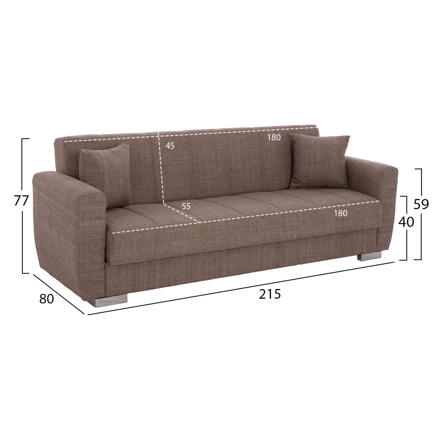ΚΑΝΑΠΕΣ ΚΡΕΒΑΤΙ POLYA ΤΡΙΘΕΣΙΟΣ ΚΑΦΕ HM3240.02 215x80x77 εκ. - Image 2
