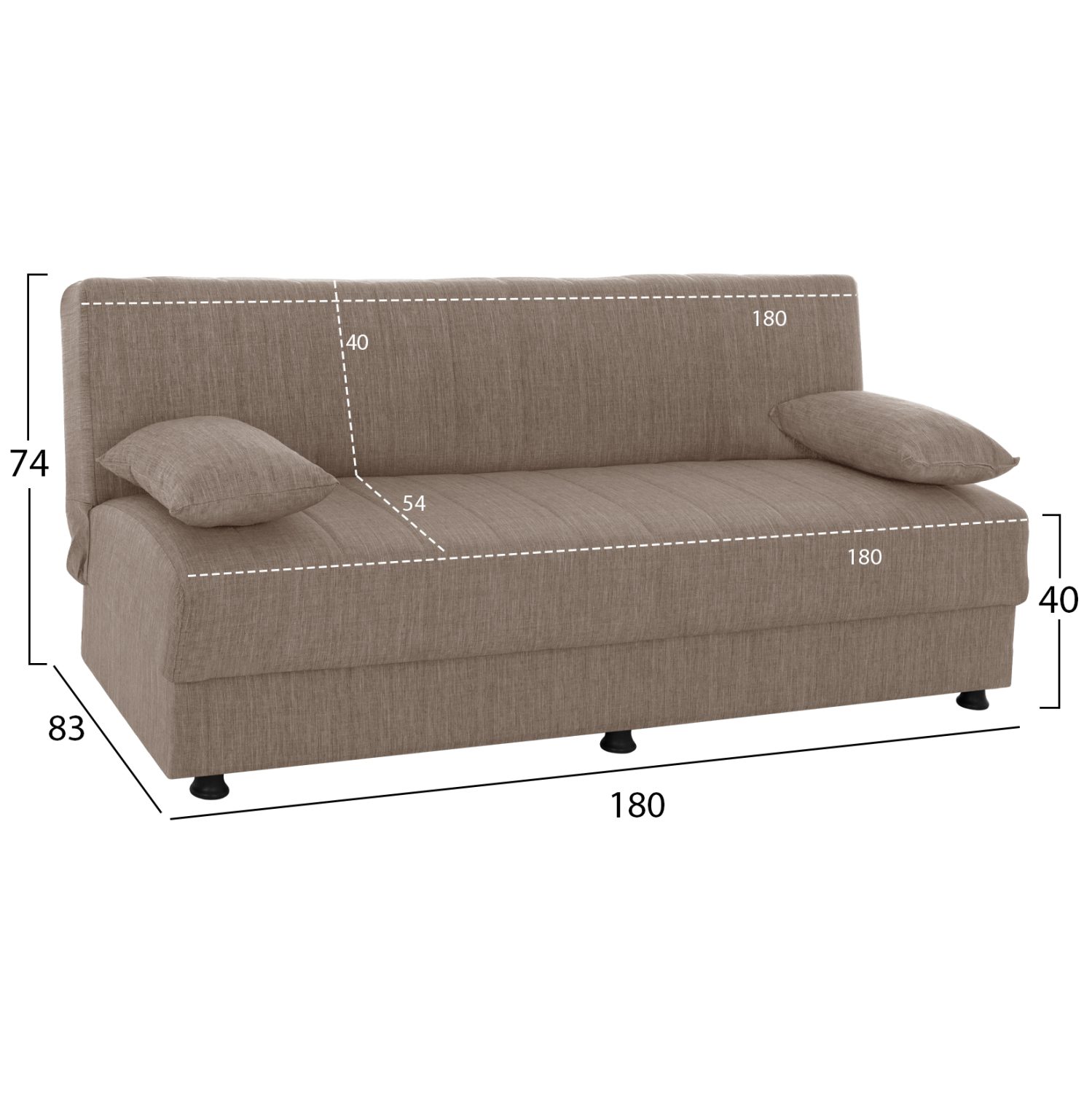 ΚΑΝΑΠΕΣ ΚΡΕΒΑΤΙ ANDRI ΤΡΙΘΕΣΙΟΣ ΜΠΕΖ HM3239.04 180x83x74Υ εκ. - Image 2