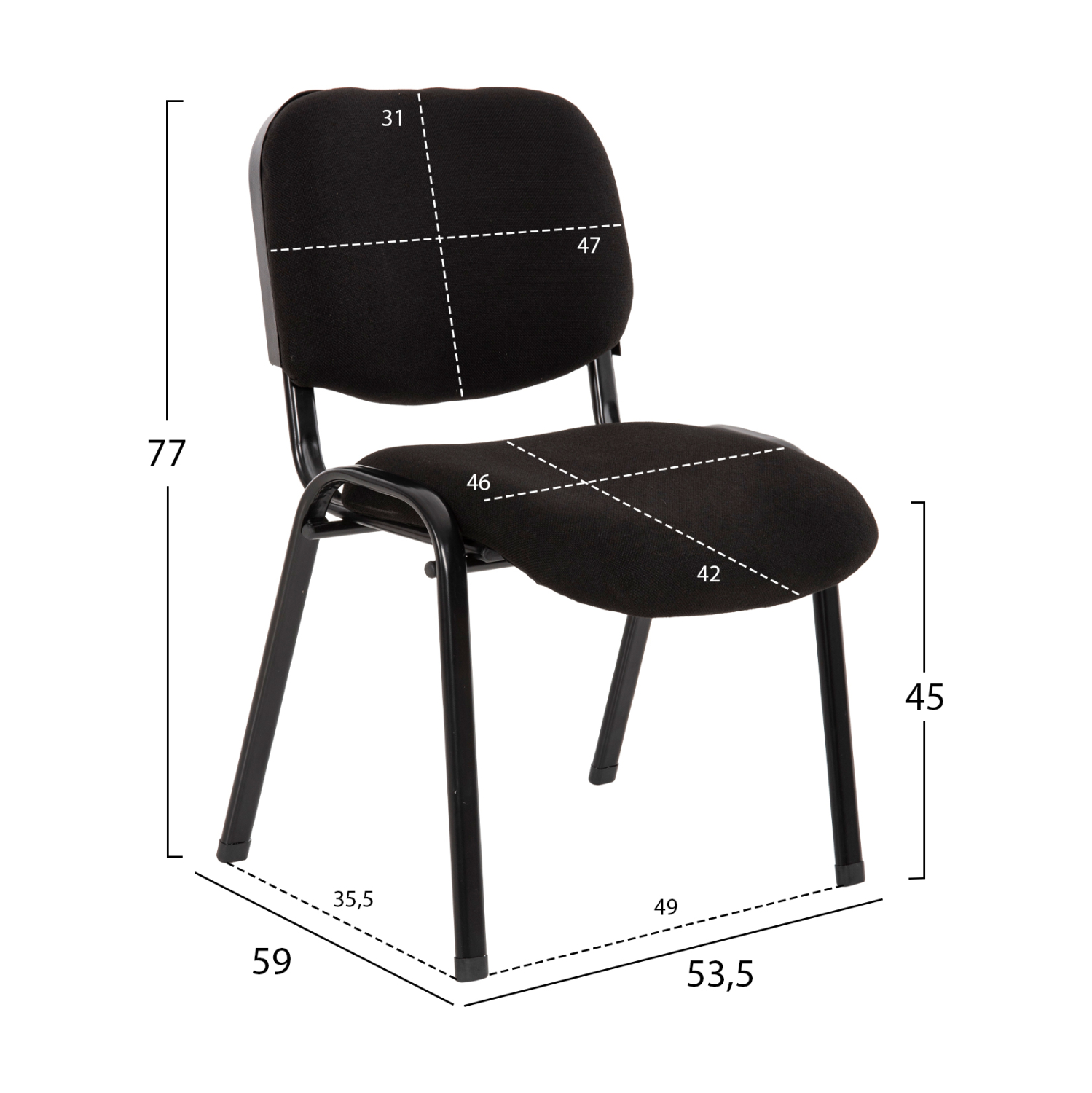 ΚΑΡΕΚΛΑ JANISHA HM1010.11 HOMEMARKT ΜΕ ΥΦΑΣΜΑ ΜΑΥΡΟ 53,5x59x77Υεκ. - Image 2