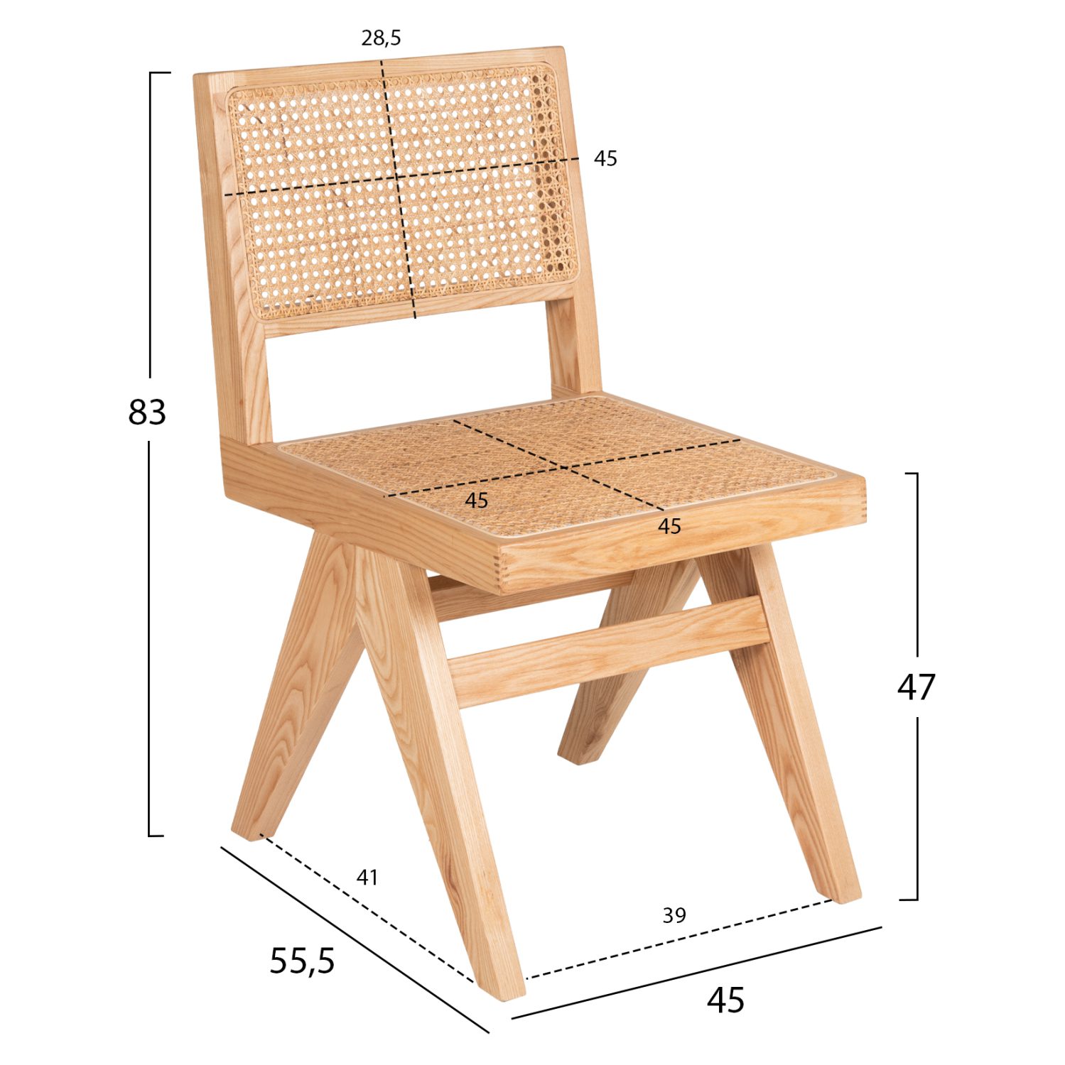 ΚΑΡΕΚΛΑ FREDRIK HM9873 ΞΥΛΟ ΦΡΑΞΙΝΟΥ ΚΑΙ RATTAN ΣΕ ΦΥΣΙΚΟ ΧΡΩΜΑ 45x55,5x83Yεκ. - Image 2