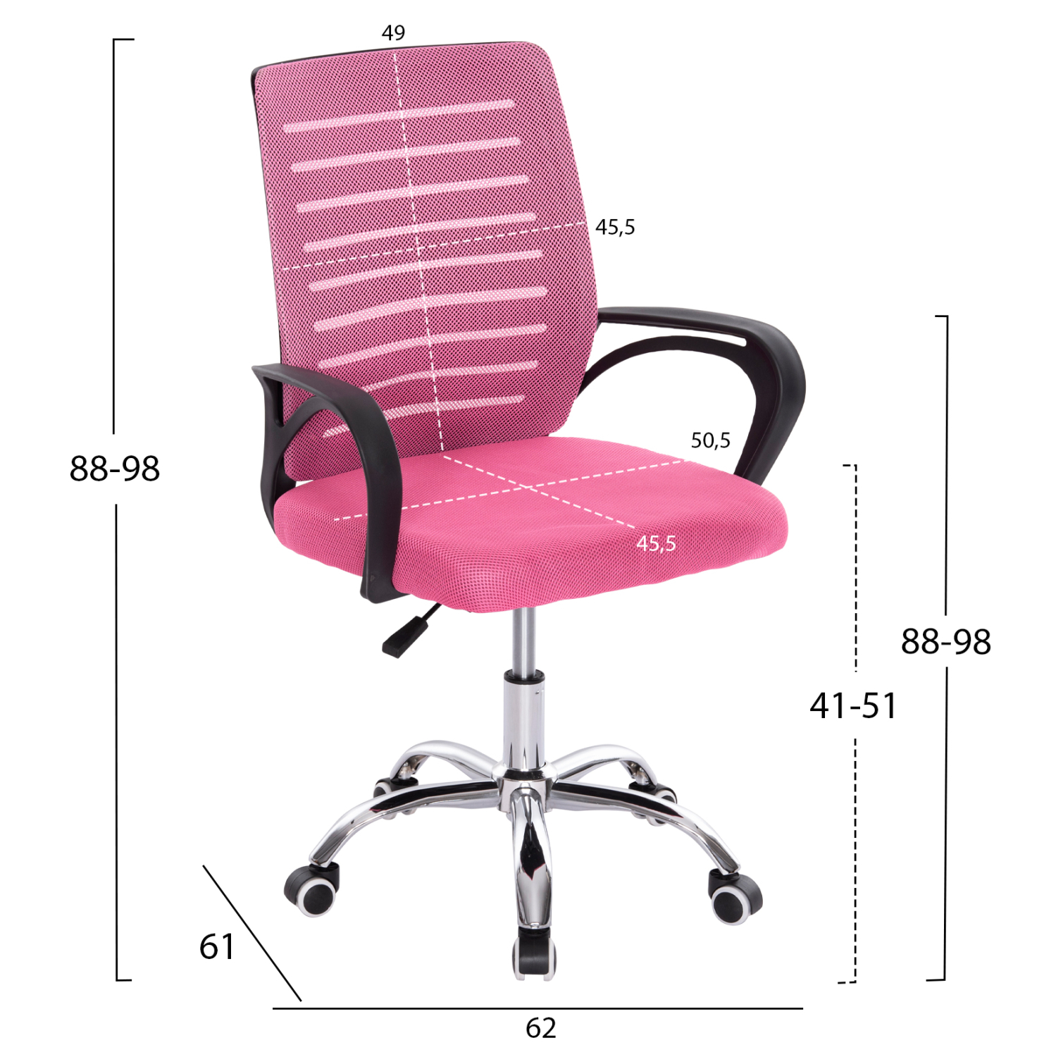 ΚΑΡΕΚΛΑ ΓΡΑΦΕΙΟΥ TRAIL HM1192.35 ΡΟΖ MESH-ΠΟΔΙ ΧΡΩΜΙΟΥ 62x51x98Υεκ. - Image 2