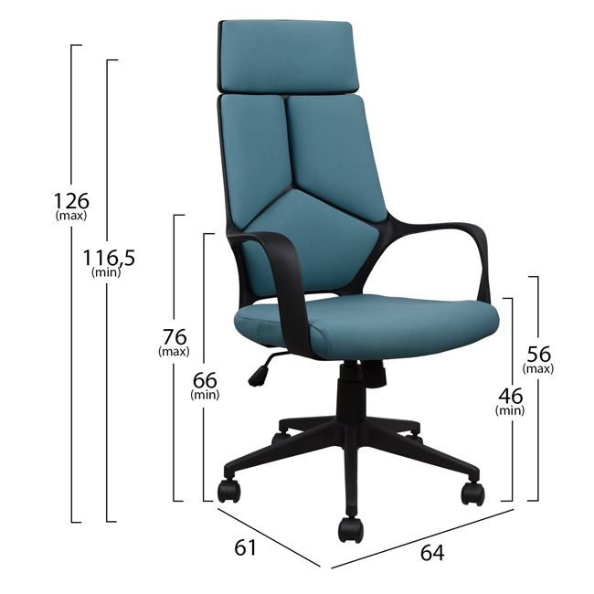 ΚΑΡΕΚΛΑ ΓΡΑΦΕΙΟΥ ANIVIA HM1054.06 ΓΚΡΙ ΣΙΕΛ & ΠΟΔΙ ΜΑΥΡΟ 64x61x126 εκ. - Image 2