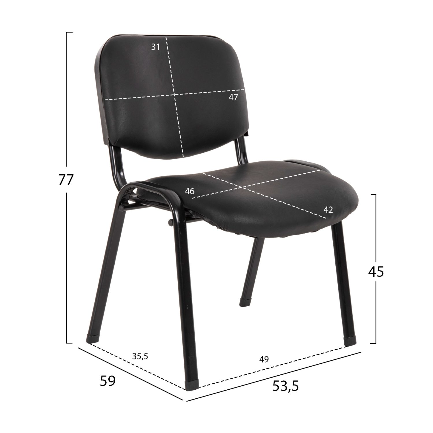ΚΑΡΕΚΛΑ JANISHA HM1010.01 ΜΕ ΔΕΡΜΑΤΙΝΗ PU ΜΑΥΡΟ 553,5x59x77 εκ. - Image 2