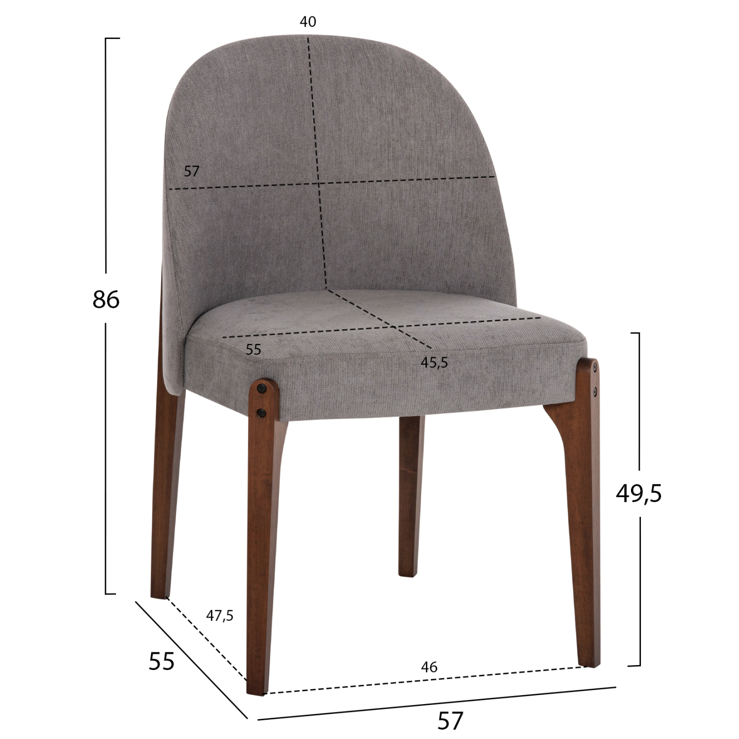 ΚΑΡΕΚΛΑ ΤΡΑΠΕΖΑΡΙΑΣ RAMMER HM9744.01 RUBBERWOOD ΣΕ ΚΑΡΥΔΙ-ΓΚΡΙ ΥΦΑΣΜΑ 57x55x86Υεκ. - Image 2
