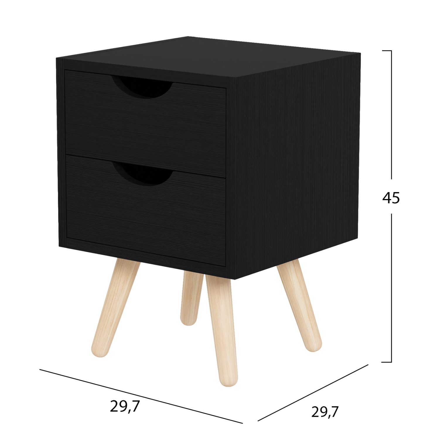 ΚΟΜΟΔΙΝΟ DINKL HM2472.02 ΜΕΛΑΜΙΝΗ-2 ΣΥΡΤΑΡΙΑ-WENGE 29,5x29,5x45Υεκ - Image 2