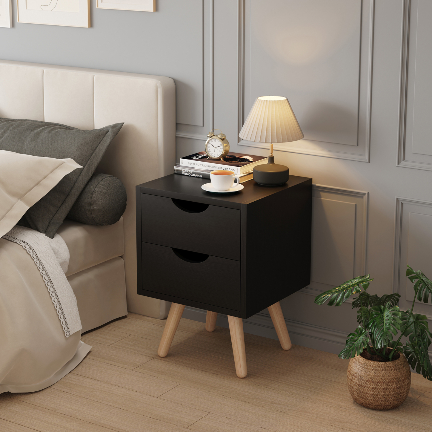 ΚΟΜΟΔΙΝΟ DINKL HM2472.02 ΜΕΛΑΜΙΝΗ-2 ΣΥΡΤΑΡΙΑ-WENGE 29,5x29,5x45Υεκ - Image 3