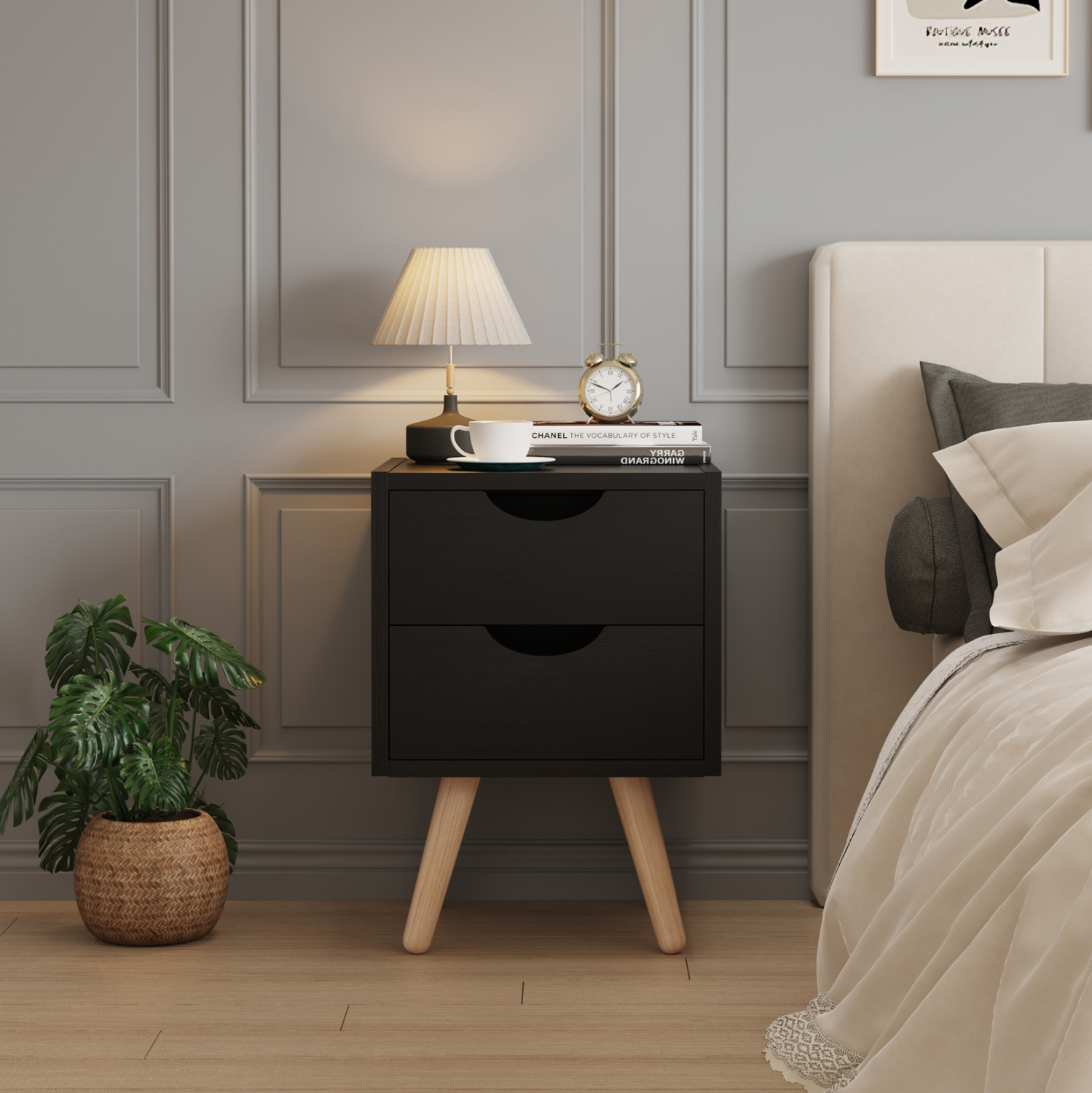 ΚΟΜΟΔΙΝΟ DINKL HM2472.02 ΜΕΛΑΜΙΝΗ-2 ΣΥΡΤΑΡΙΑ-WENGE 29,5x29,5x45Υεκ - Image 4