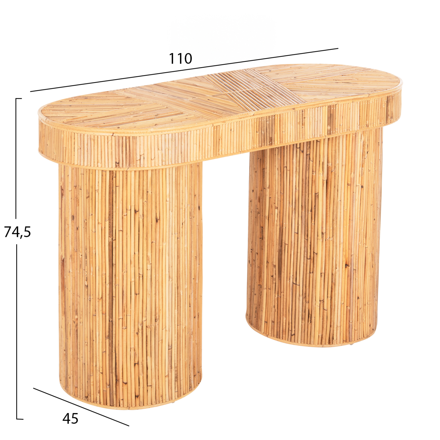 ΚΟΝΣΟΛΑ ΟΒΑΛ GATSBY HM9871 ΦΥΣΙΚΟ RATTAN ΣΕ ΦΥΣΙΚΟ ΧΡΩΜΑ 110x45x74,5Υεκ. - Image 2