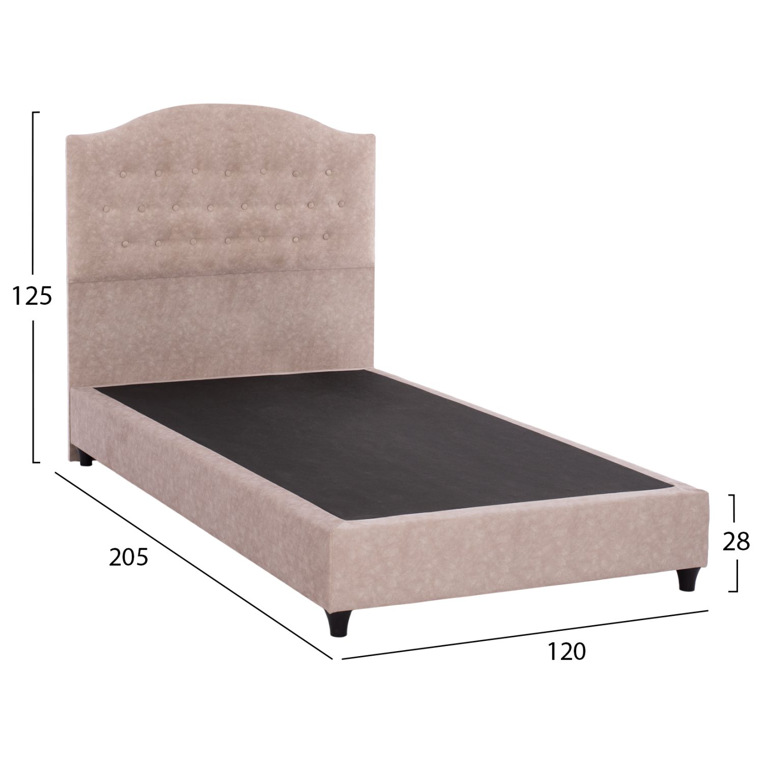 ΚΡΕΒΑΤΙ MALENA ΑΠΟ ΜΠΕΖ ΥΦΑΣΜΑ NUBUCK HM647.22 ΓΙΑ ΣΤΡΩΜΑ 120x200 εκ. - Image 3