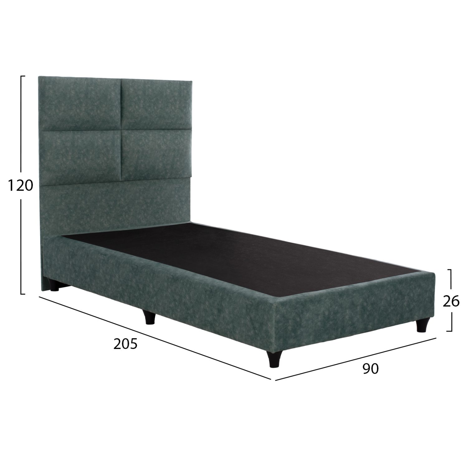 ΚΡΕΒΑΤΙ MILO ΑΠΟ ΠΡΑΣΙΝΟ ΥΦΑΣΜΑ τύπου NUBUCK HM652.27 ΓΙΑ ΣΤΡΩΜΑ 90x200 εκ. - Image 3