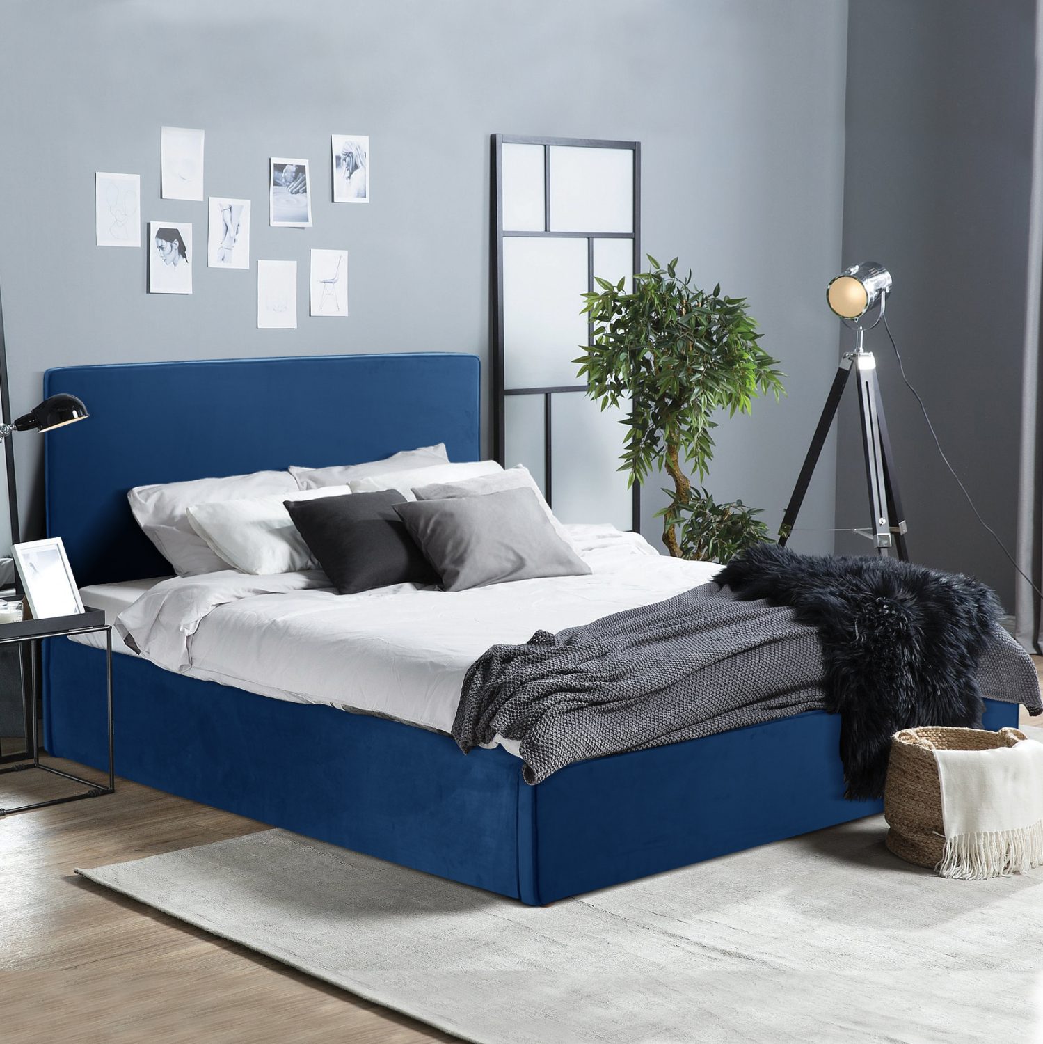 ΚΡΕΒΑΤΙ ALLIE HM584.18 160Χ200 ΜΕ ΑΠΟΘΗΚΕΥΤΙΚΟ ΧΩΡΟ-ΜΠΛΕ ΒΕΛΟΥΔΟ - Image 2