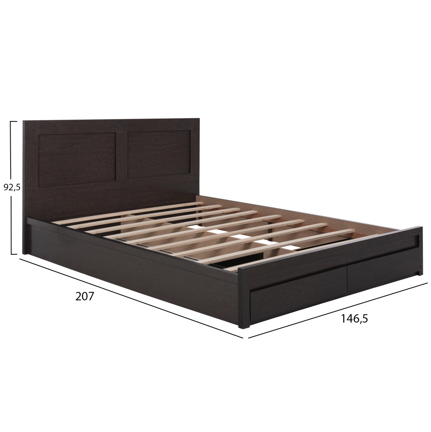ΚΡΕΒΑΤΙ ΜΕΛΑΜΙΝΗΣ CAPRI HM599.11 ΜΕ 2ΣΥΡΤΑΡΙΑ-WENGE- ΓΙΑ ΣΤΡΩΜΑ 140x200εκ. - Image 3