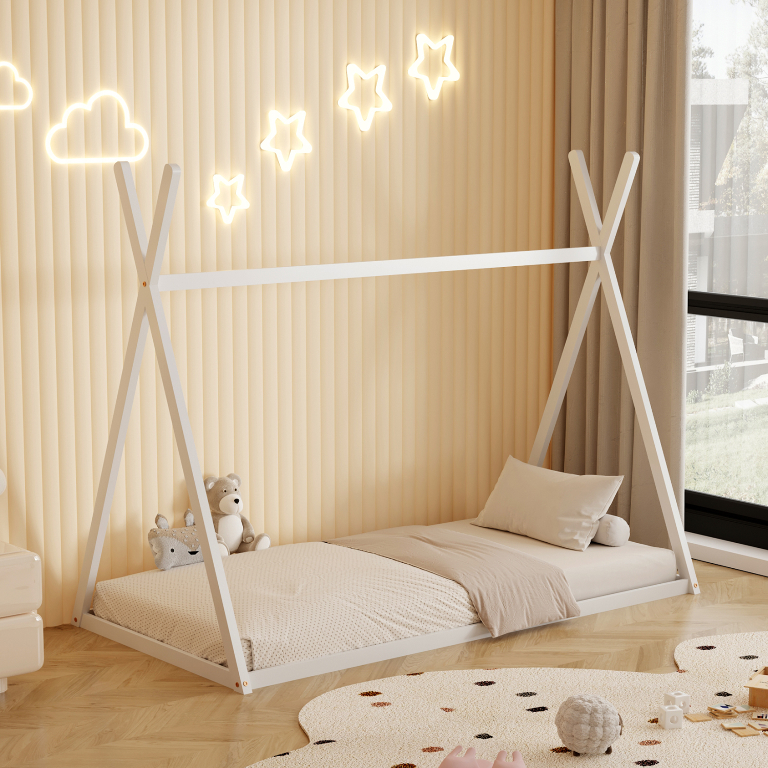 ΚΡΕΒΑΤΙ ΠΑΙΔΙΚΟ MUNK HM681.03 τ.MONTESSORI ΜΑΣΙΦ ΞΥΛΟ ΠΕΥΚΟΥ ΛΕΥΚΟ- 190x90εκ - Image 4
