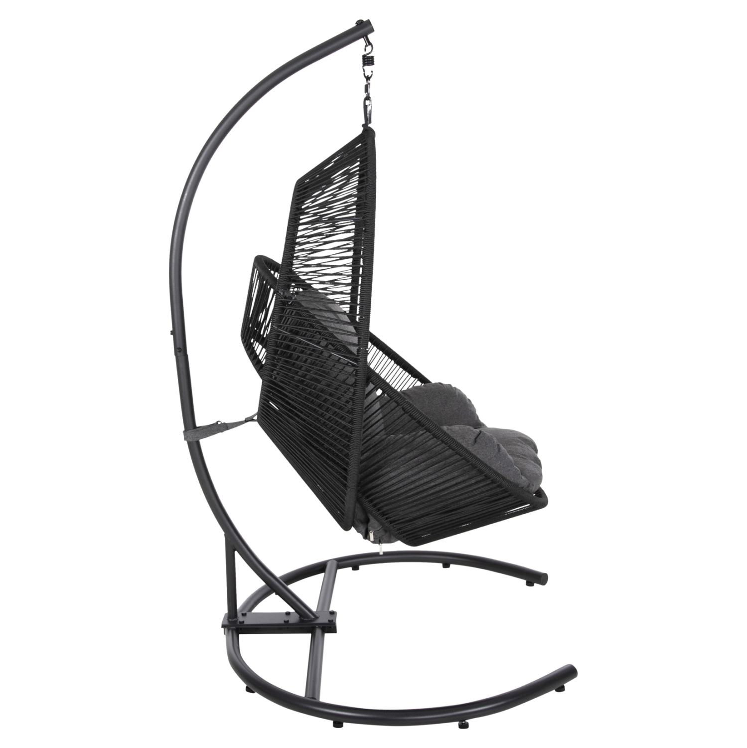 ΚΡΕΜΑΣΤΗ ΦΩΛΙΑ RULER HM6083 ΜΑΥΡΟ ΜΕΤΑΛΛΟ ΚΑΙ ΣΥΝΘ.RATTAN-ΓΚΡΙ ΜΑΞΙΛΑΡΙ 120x110x190Υ - Image 4