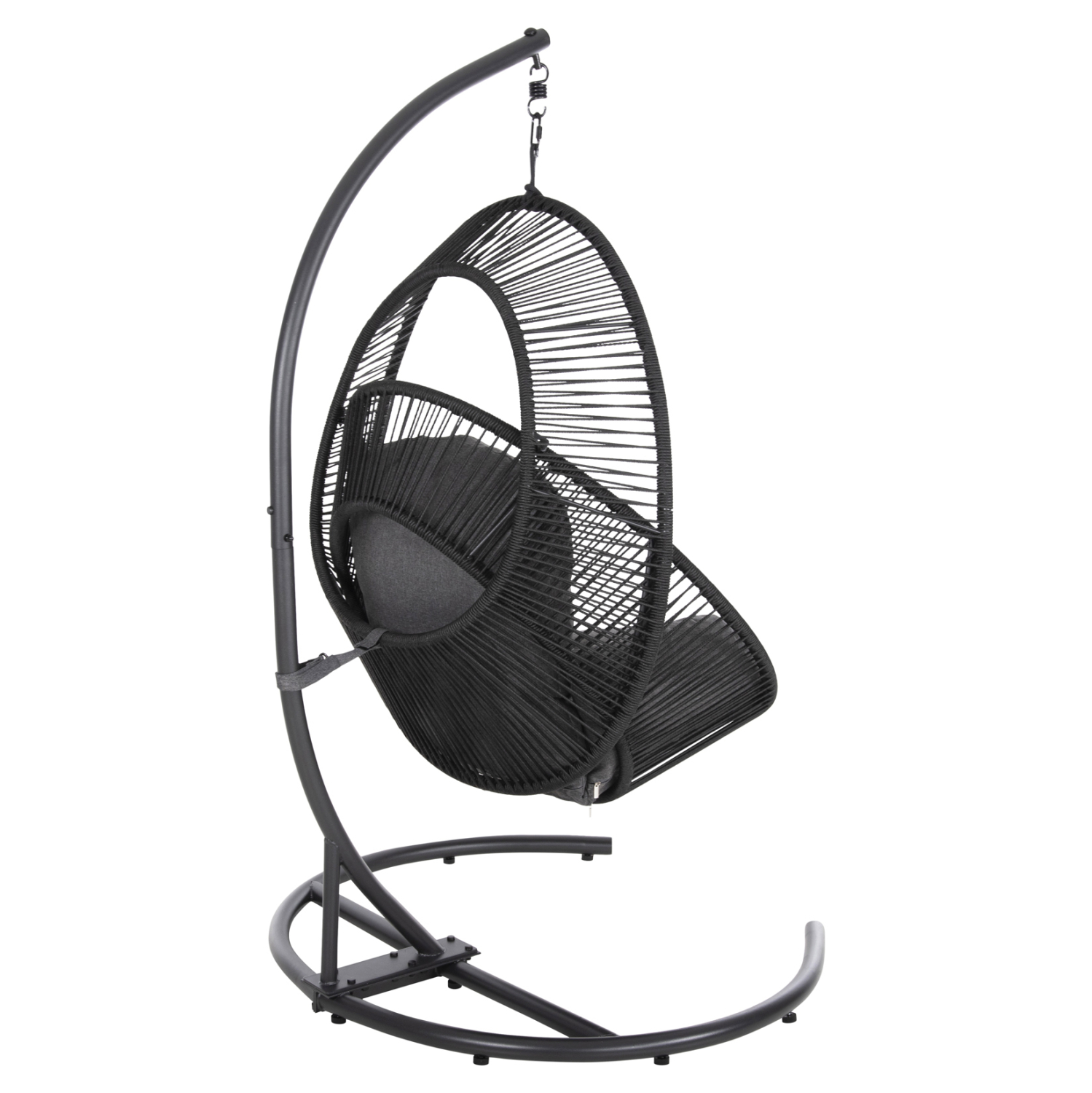 ΚΡΕΜΑΣΤΗ ΦΩΛΙΑ RULER HM6083 ΜΑΥΡΟ ΜΕΤΑΛΛΟ ΚΑΙ ΣΥΝΘ.RATTAN-ΓΚΡΙ ΜΑΞΙΛΑΡΙ 120x110x190Υ - Image 5