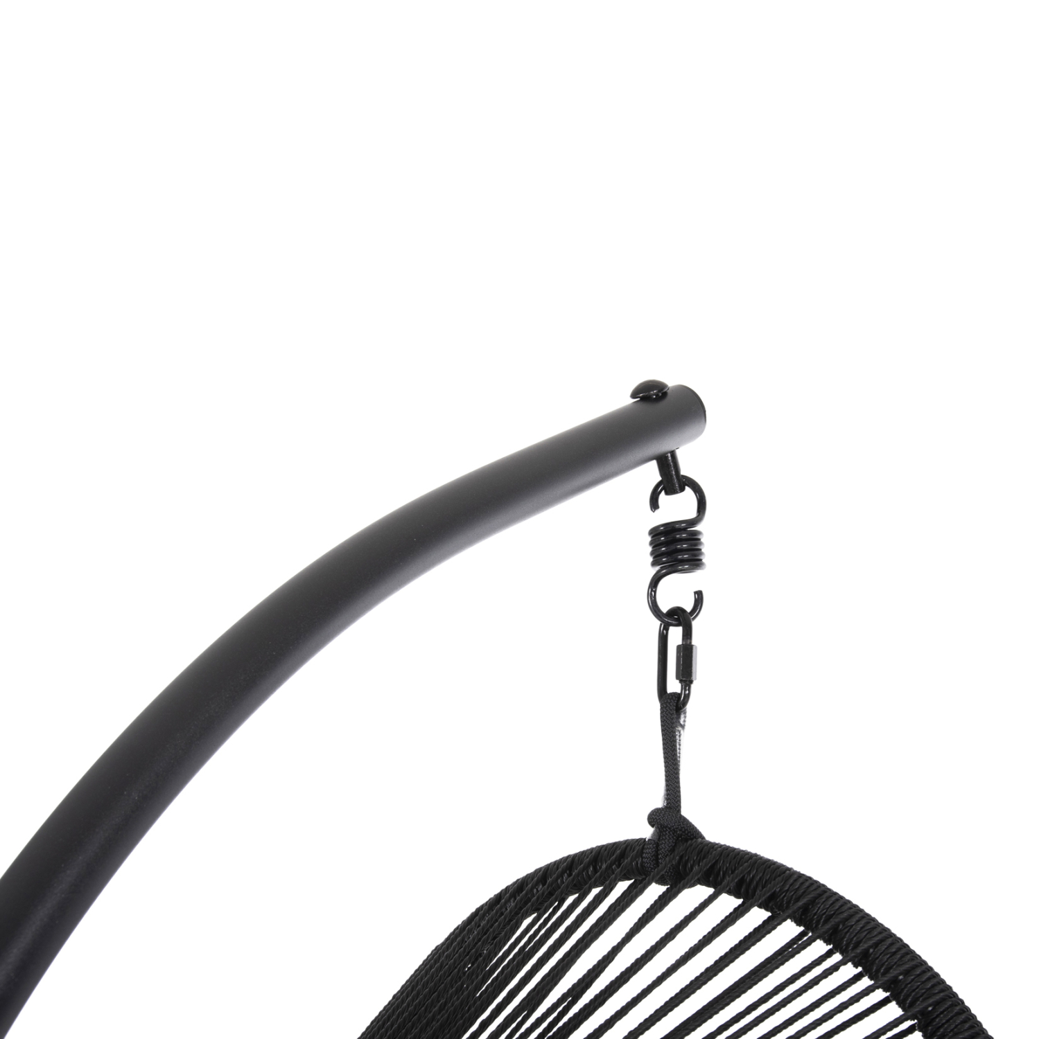 ΚΡΕΜΑΣΤΗ ΦΩΛΙΑ RULER HM6083 ΜΑΥΡΟ ΜΕΤΑΛΛΟ ΚΑΙ ΣΥΝΘ.RATTAN-ΓΚΡΙ ΜΑΞΙΛΑΡΙ 120x110x190Υ - Image 9