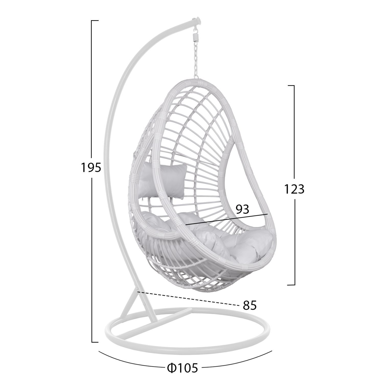 ΚΡΕΜΑΣΤΗ ΠΟΛΥΘΡΟΝΑ ΦΩΛΙΑ CALLIE HM5541.03 ΜΕ ΛΕΥΚΟ WICKER & ΜΑΞΙΛΑΡΙΑ Φ105Χ195Υ εκ. - Image 2