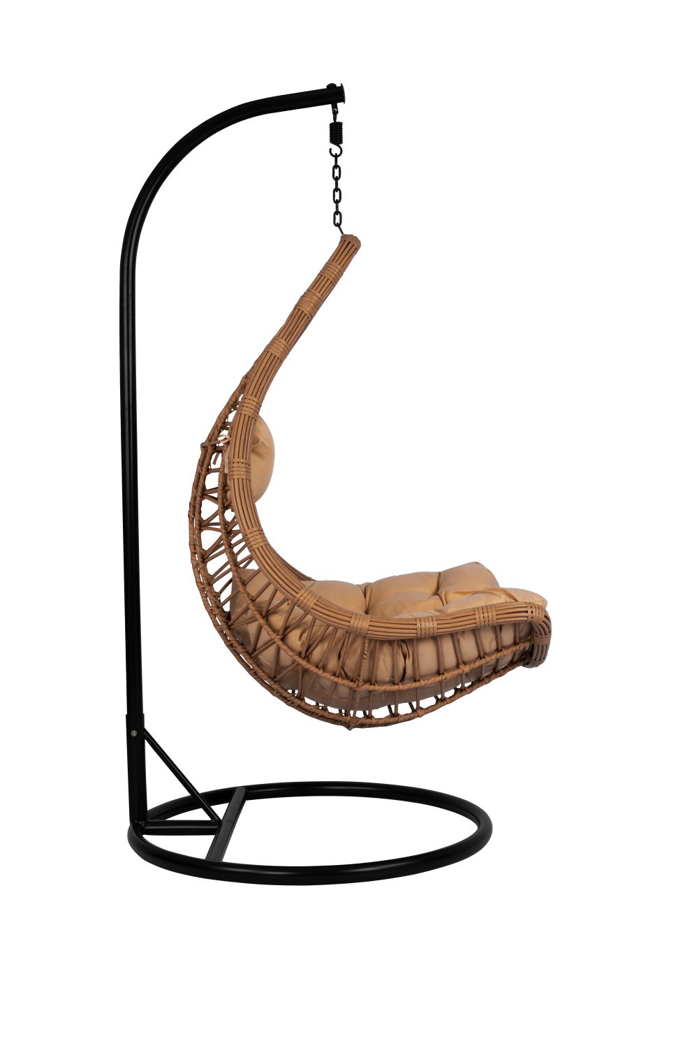 ΚΡΕΜΑΣΤΗ ΦΩΛΙΑ LUCIA HM5676.01 ΜΕ WICKER&ΜΑΞΙΛΑΡΙΑ ΜΠΕΖ-ΜΑΥΡΟ ΜΕΤΑΛΛΟ Φ95Χ195Υεκ. - Image 4
