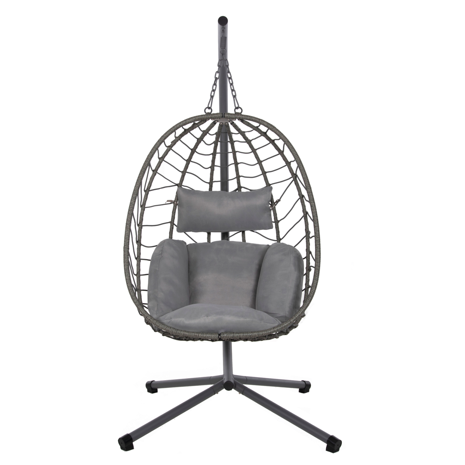 ΚΡΕΜΑΣΤΗ ΠΟΛΥΘΡΟΝΑ ΦΩΛΙΑ MILLIE HM5997.10 ΜΕΤΑΛΛΟ-ΣΥΝΘ.RATTAN ΓΚΡΙ 90x75x190Υεκ. - Image 3
