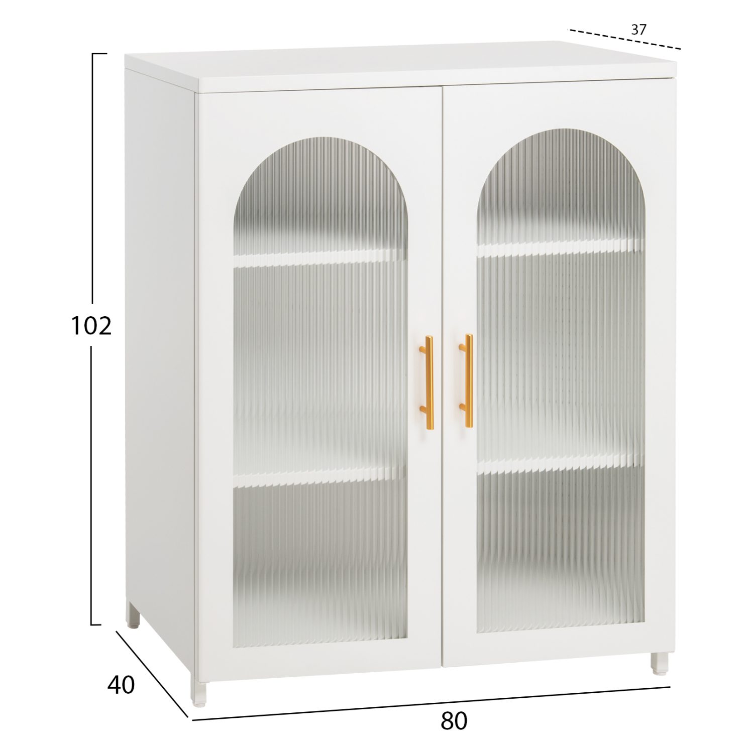 ΜΕΤΑΛΛΙΚΟ ΝΤΟΥΛΑΠΙ ΒΙΤΡΙΝΑ CARIL HM9571.02 ΛΕΥΚΟ 80x37-40x102Yεκ. - Image 2