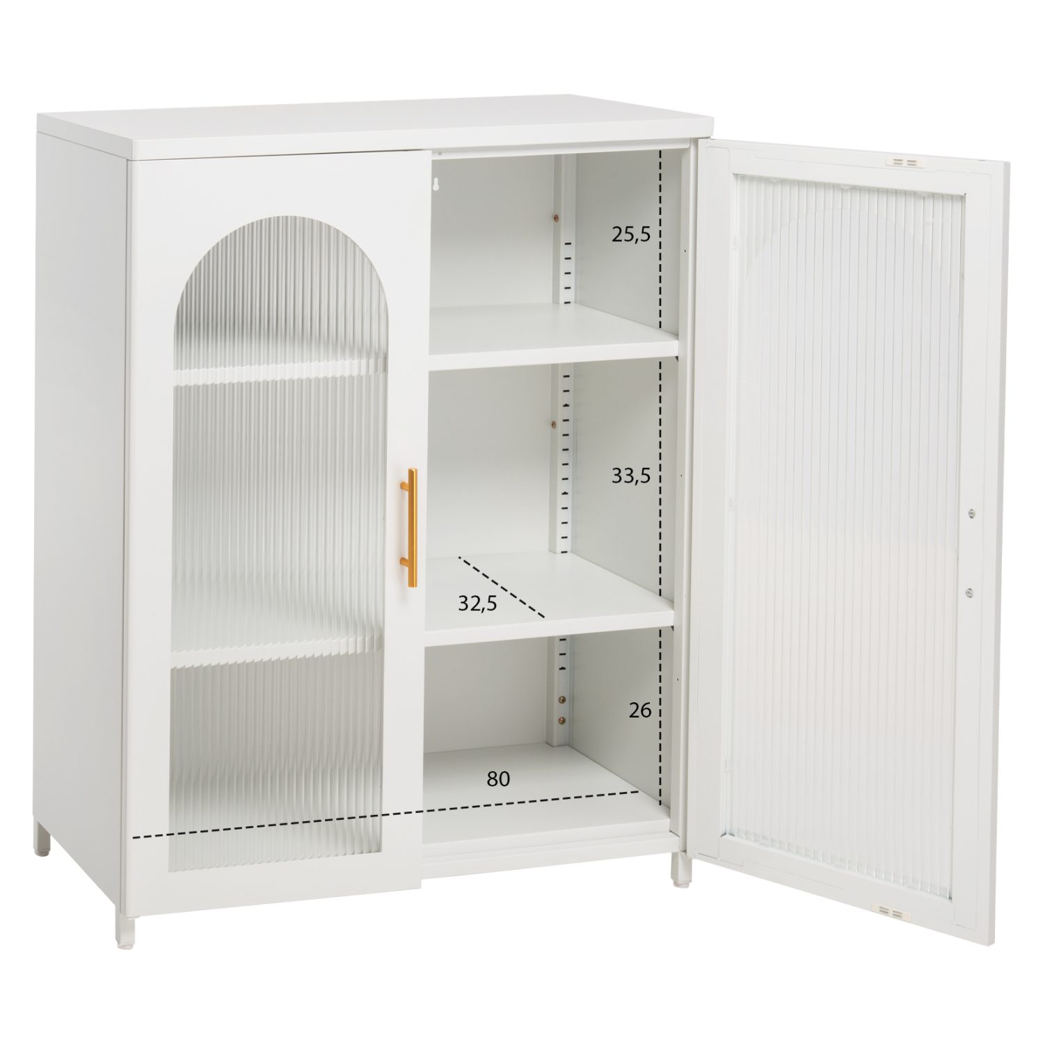 ΜΕΤΑΛΛΙΚΟ ΝΤΟΥΛΑΠΙ ΒΙΤΡΙΝΑ CARIL HM9571.02 ΛΕΥΚΟ 80x37-40x102Yεκ. - Image 3