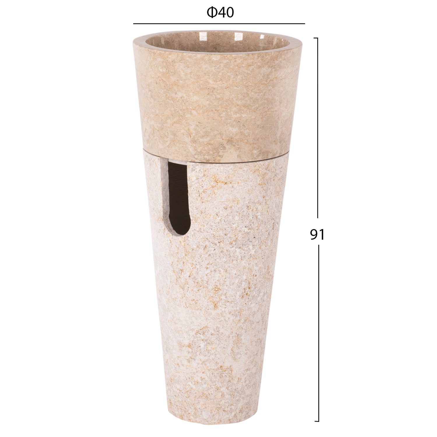 ΝΙΠΤΗΡΑΣ ΜΑΡΜΑΡΙΝΟΣ CONE SINK CREME WHITE Φ40x90Y εκ.HM7808.02 - Image 2